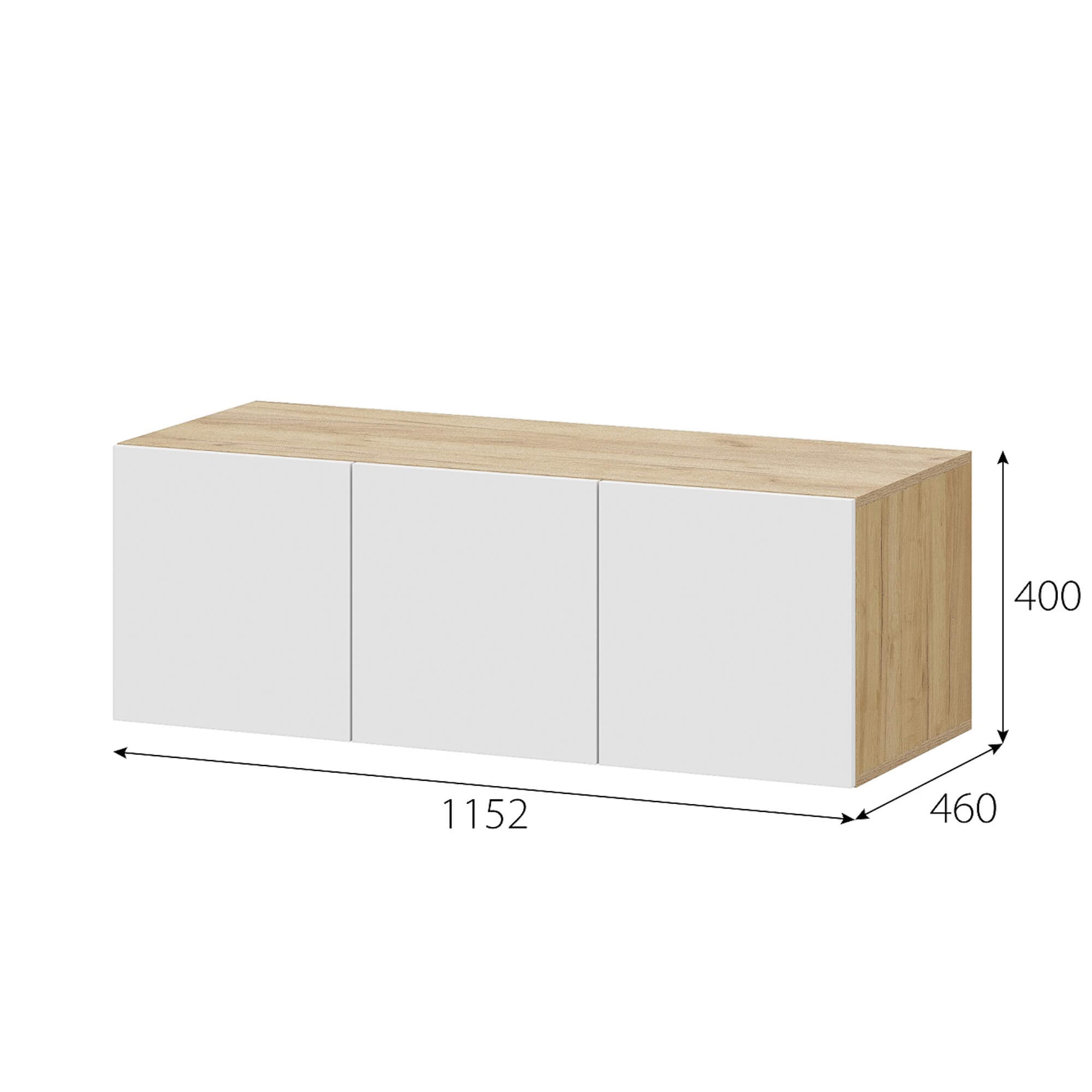 МС "Абрау" Шкаф верхний (трехстворчатый) Дуб Золотой/Белый