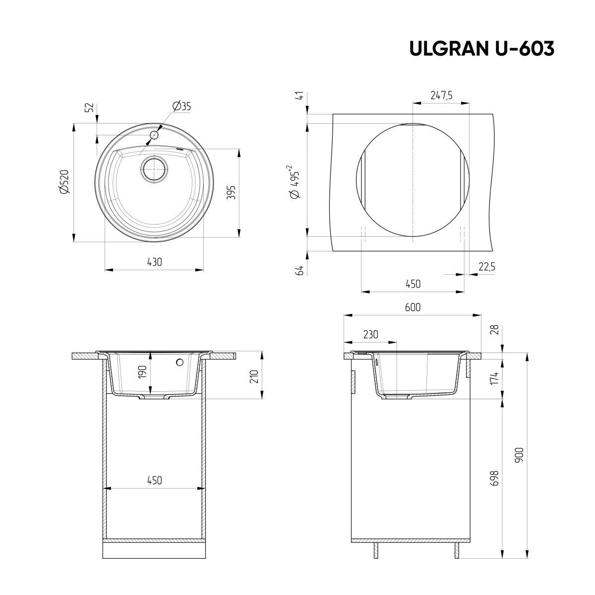 Мойка Ulgran U-603