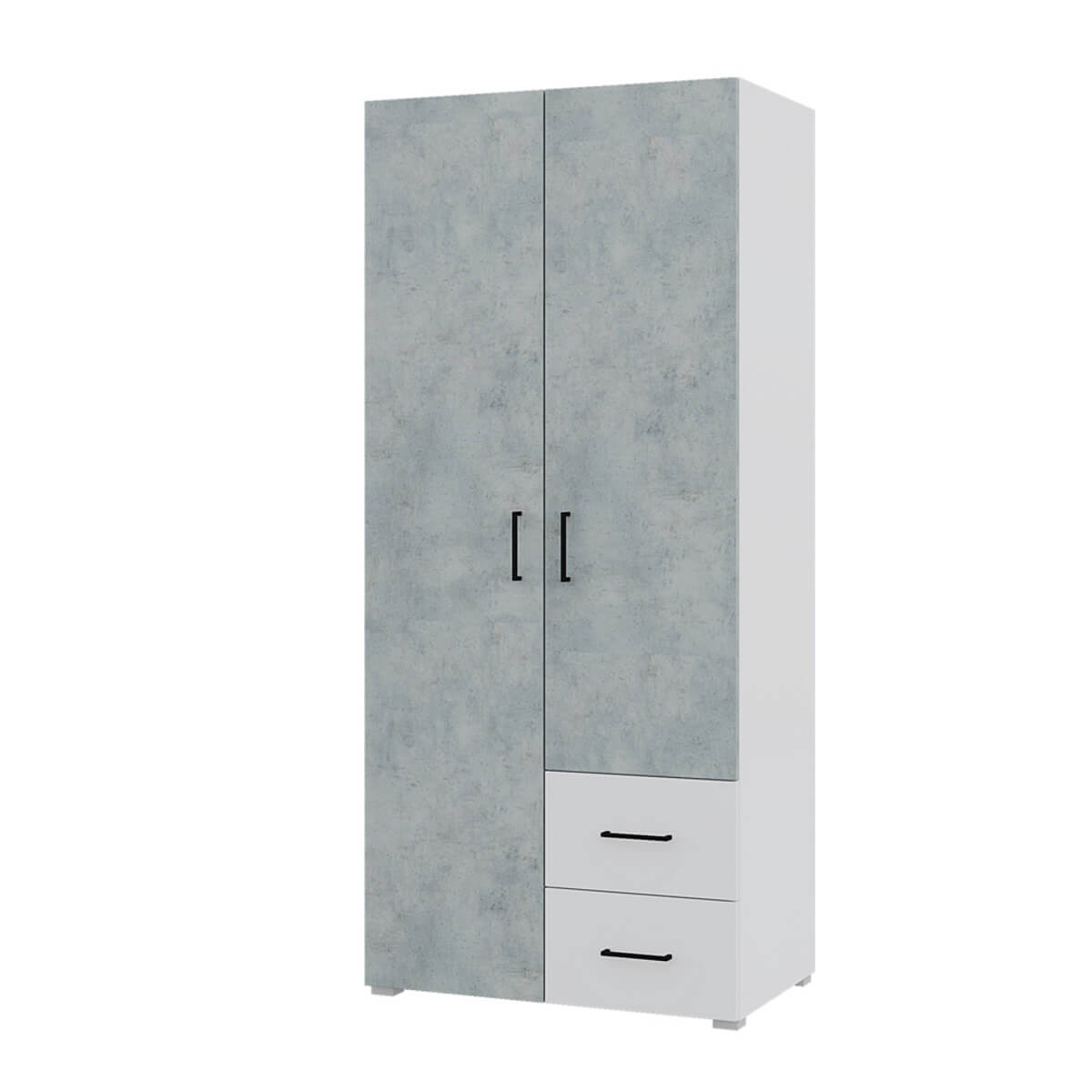 "Victor" Шкаф 2х. ств. 2 ящ. (Белый - бетон)
