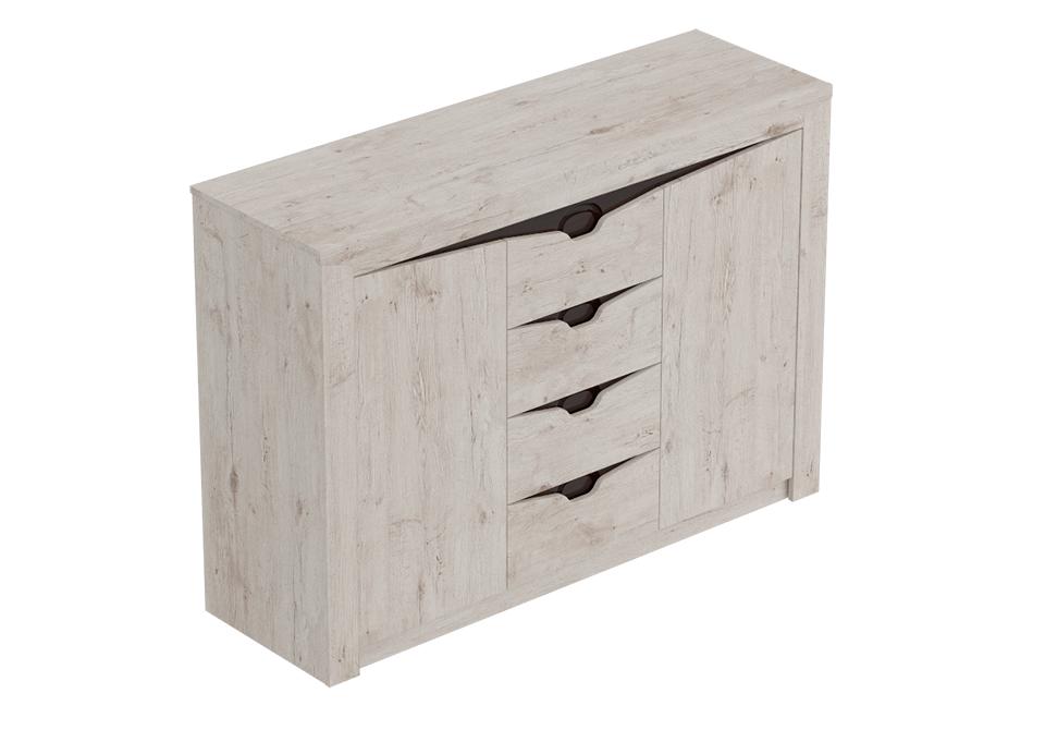 Соренто спальня Тумба с 4 ящиками и 2 дверцами Дуб Бонифаций