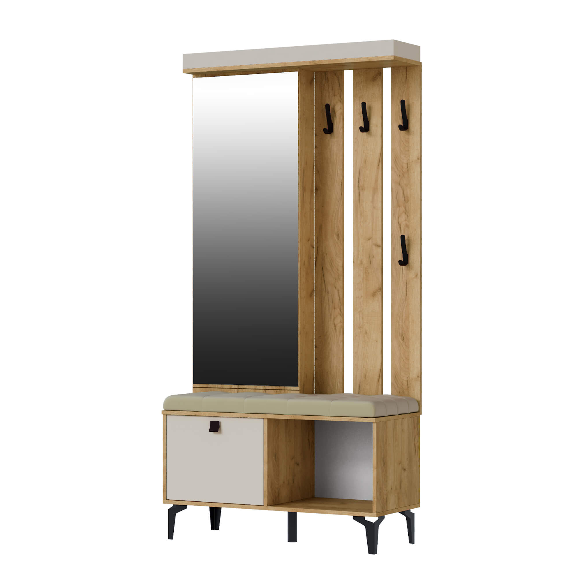 Прихожая Милан центральная секция дуб крафт золотой/кашемир