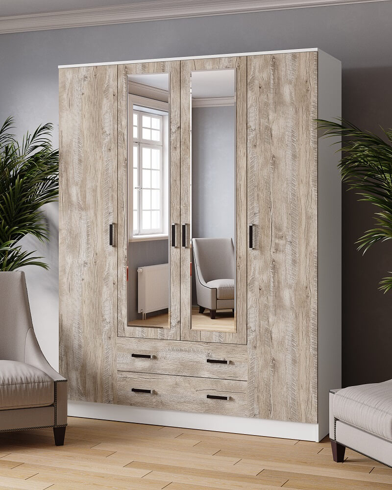 Шкаф комбинированный Лагуна (1,6) белый/дуб юкон