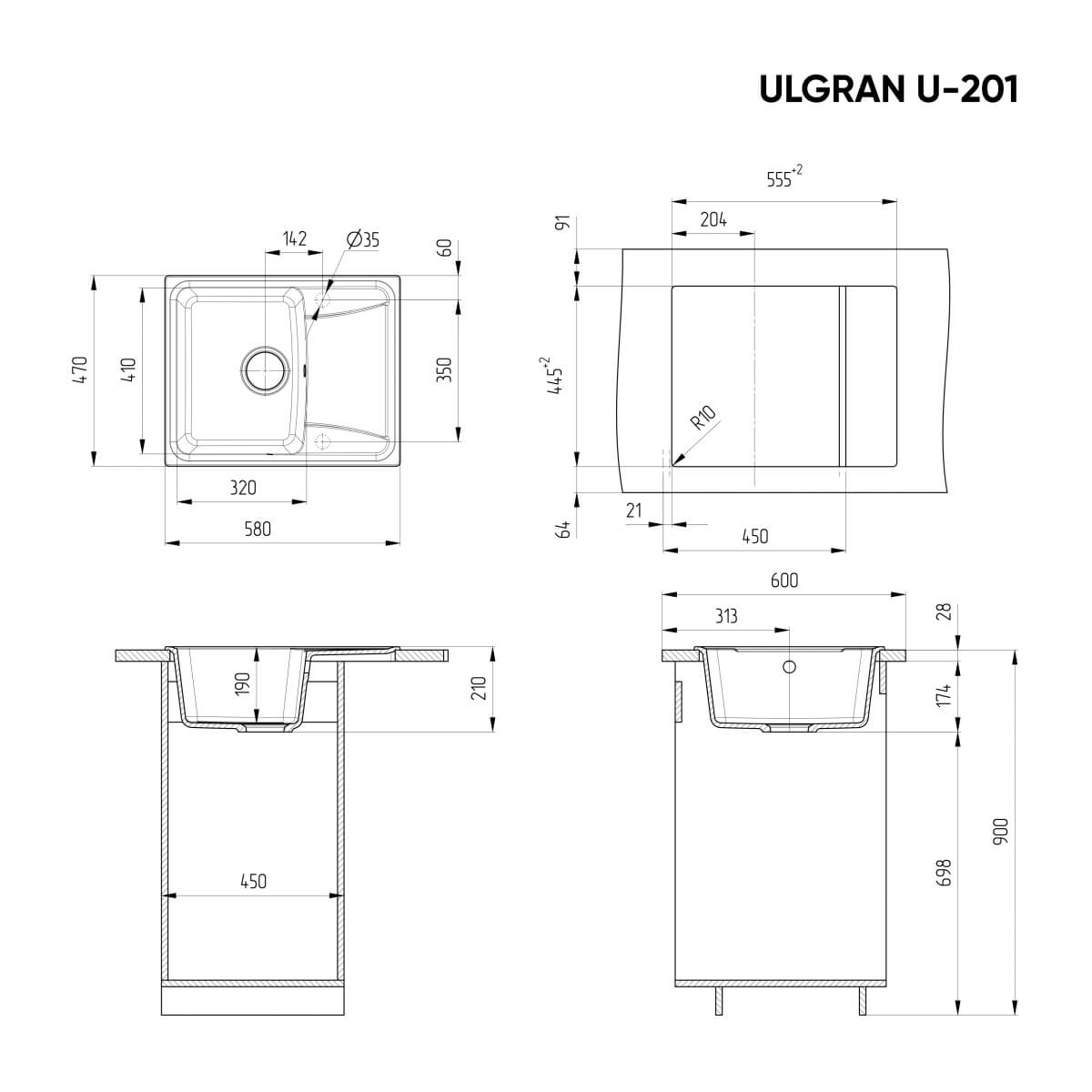 Мойка Ulgran U-201
