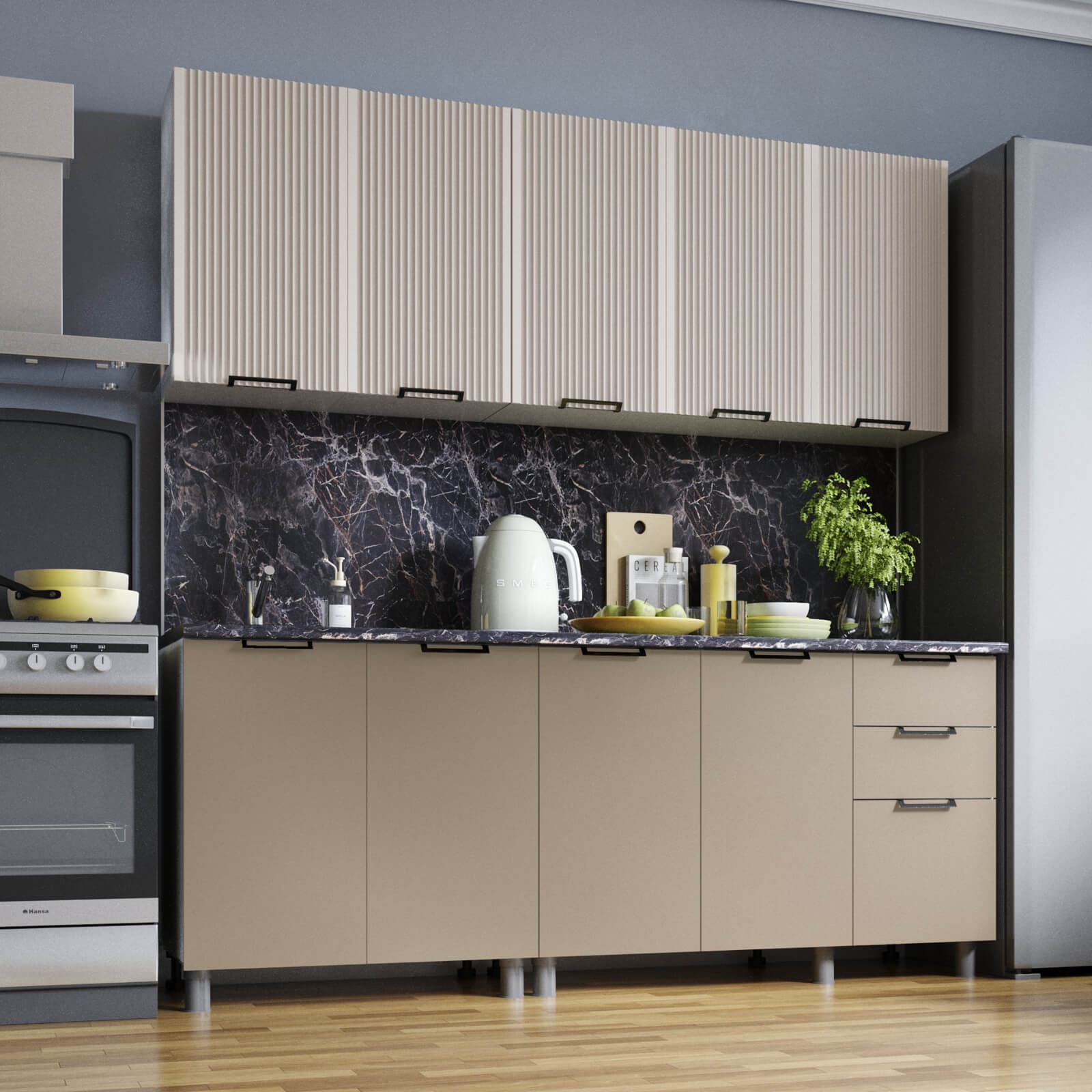 "Кампео Лайт комби Готовое решение" 2,0 м белый/сантьяго софт/кофе софт