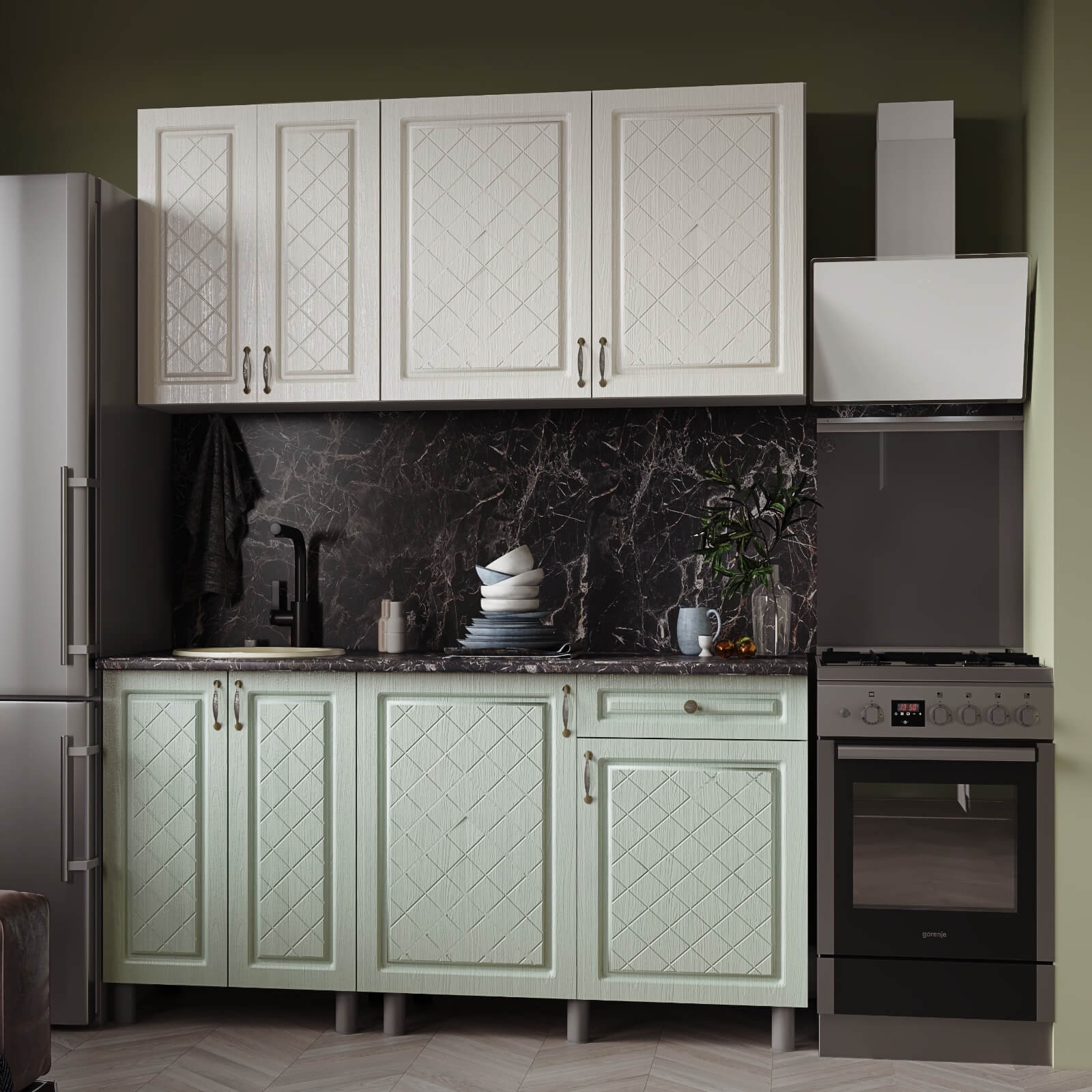 "Версаль Готовое решение" 1,6 м белый/айвори/васаби