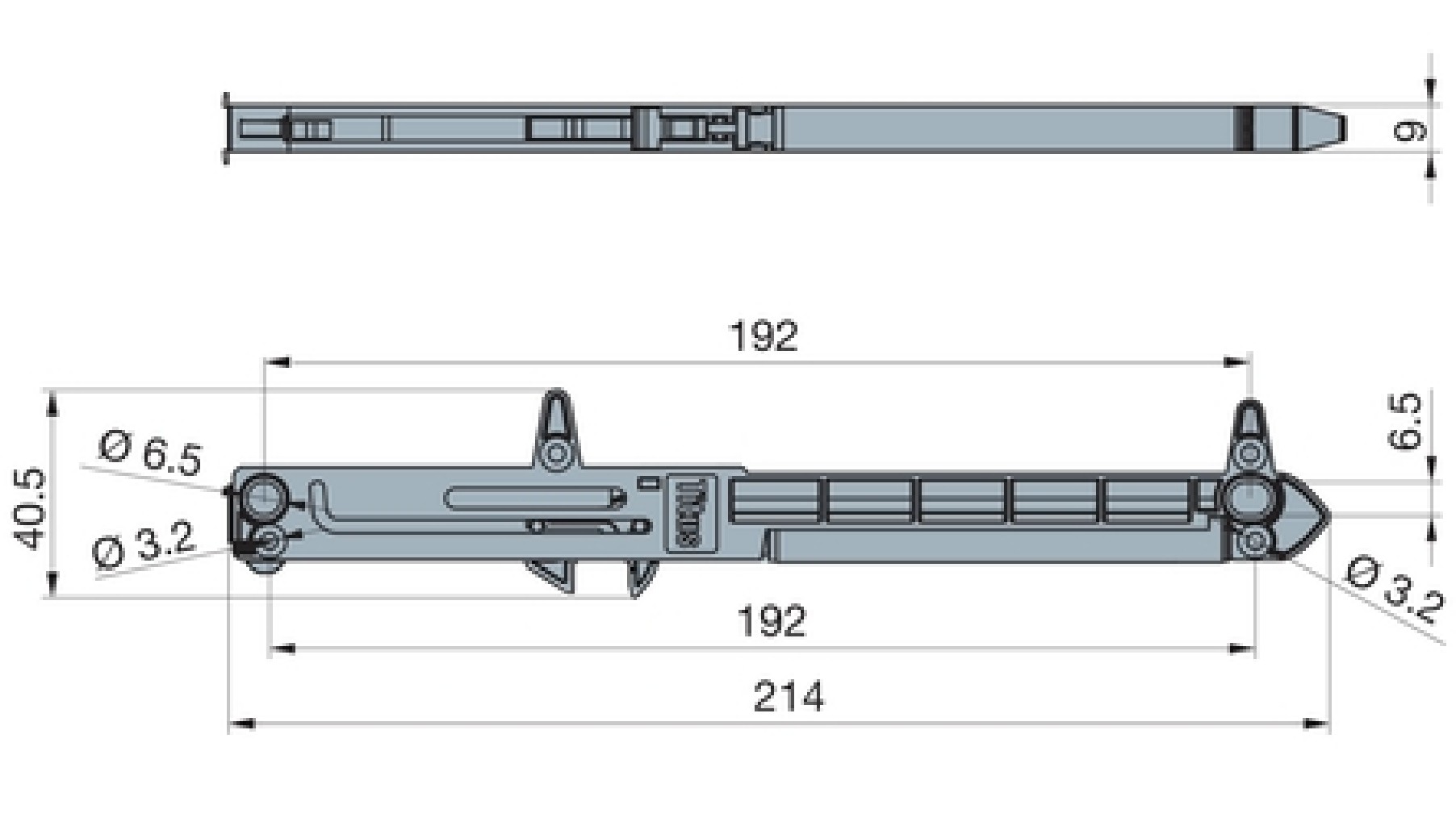 Доводчик для ящика ш.200-600мм