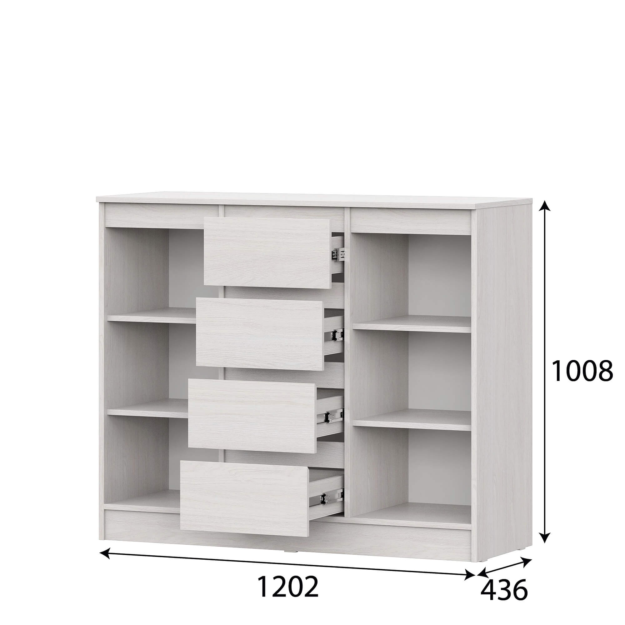 Комод 4я "Бриз 1" Ясень Анкор светлый