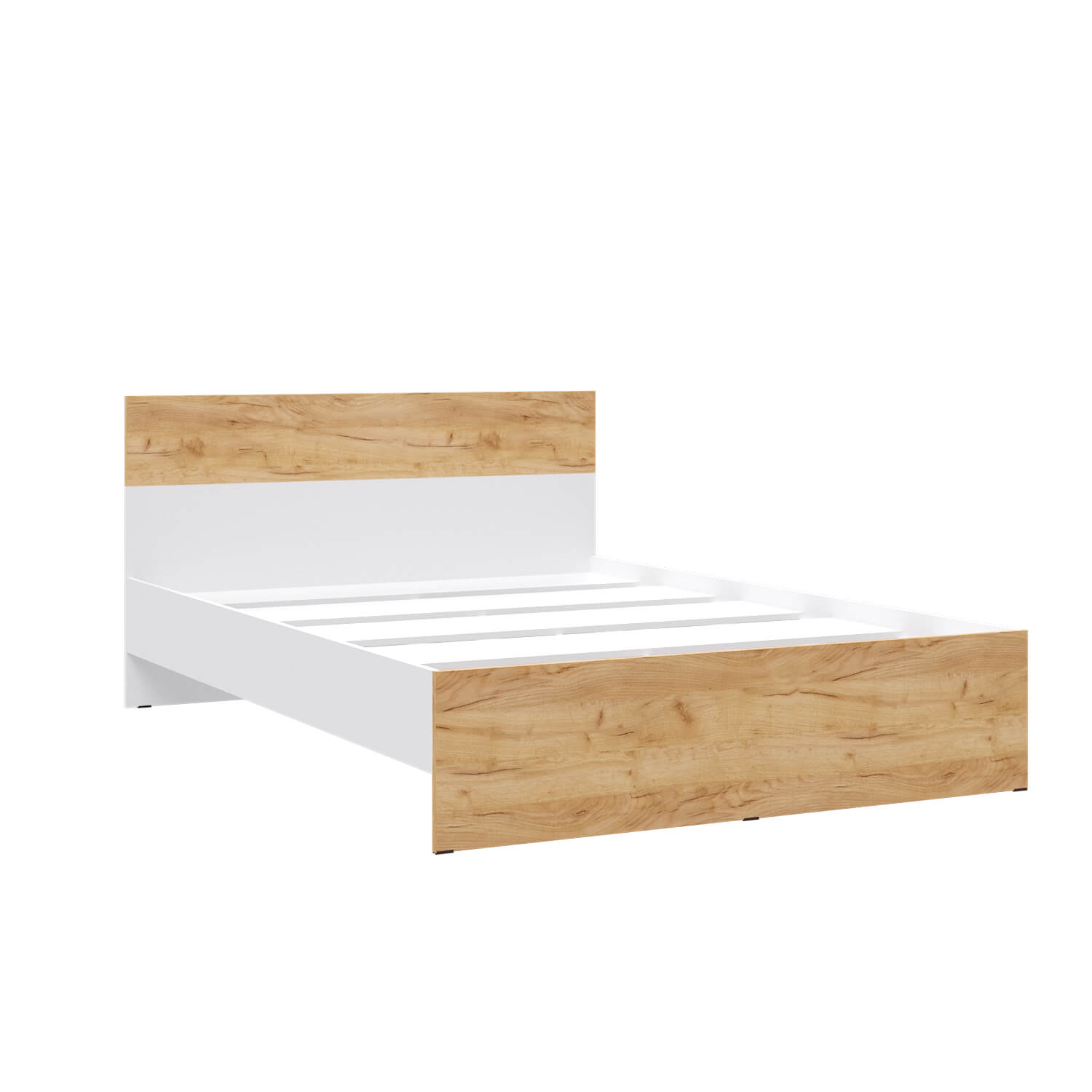 Кровать Юнона (1,4 м) белый/дуб крафт золотой