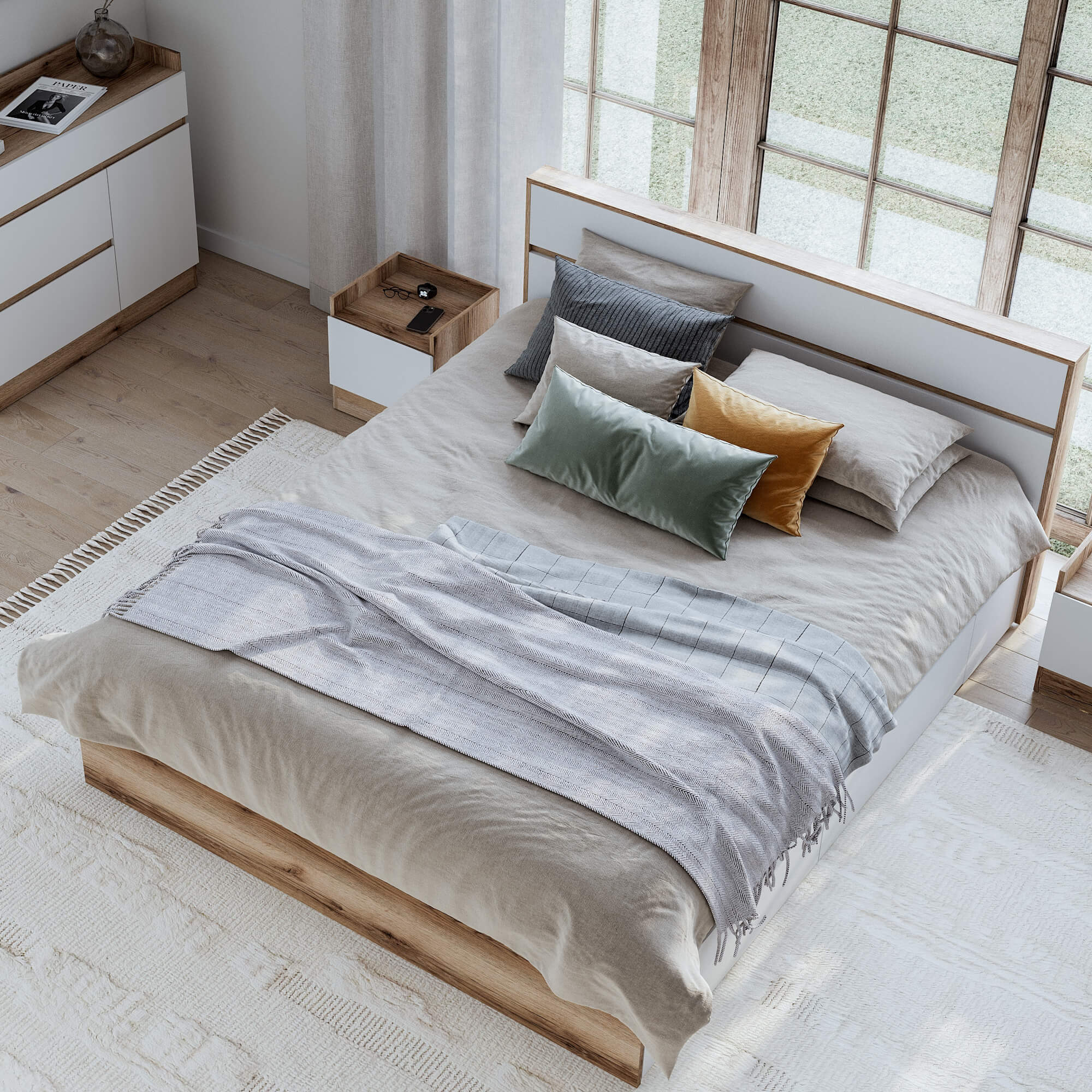 МС "Брауни" Кровать (1,6х2,0) Дуб Делано/Белый