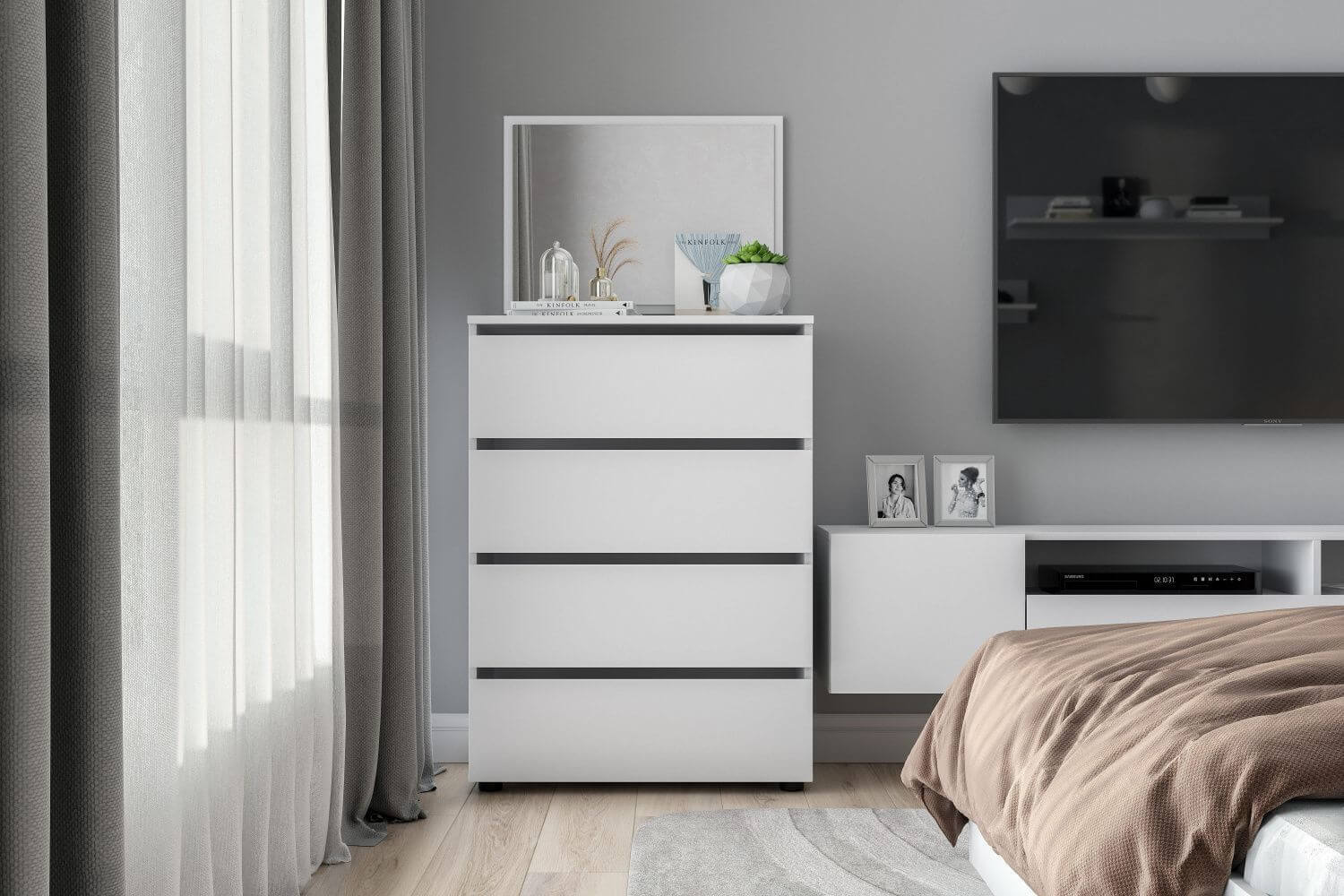 МС "Токио" Комод 4 ящика Белый текстурный / Белый текстурный