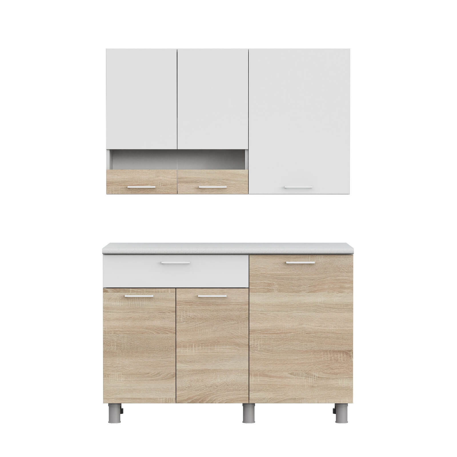 Кухонный гарнитур "КГ - 4(1200)" Белый/Дуб Сонома/Белый/Антарес