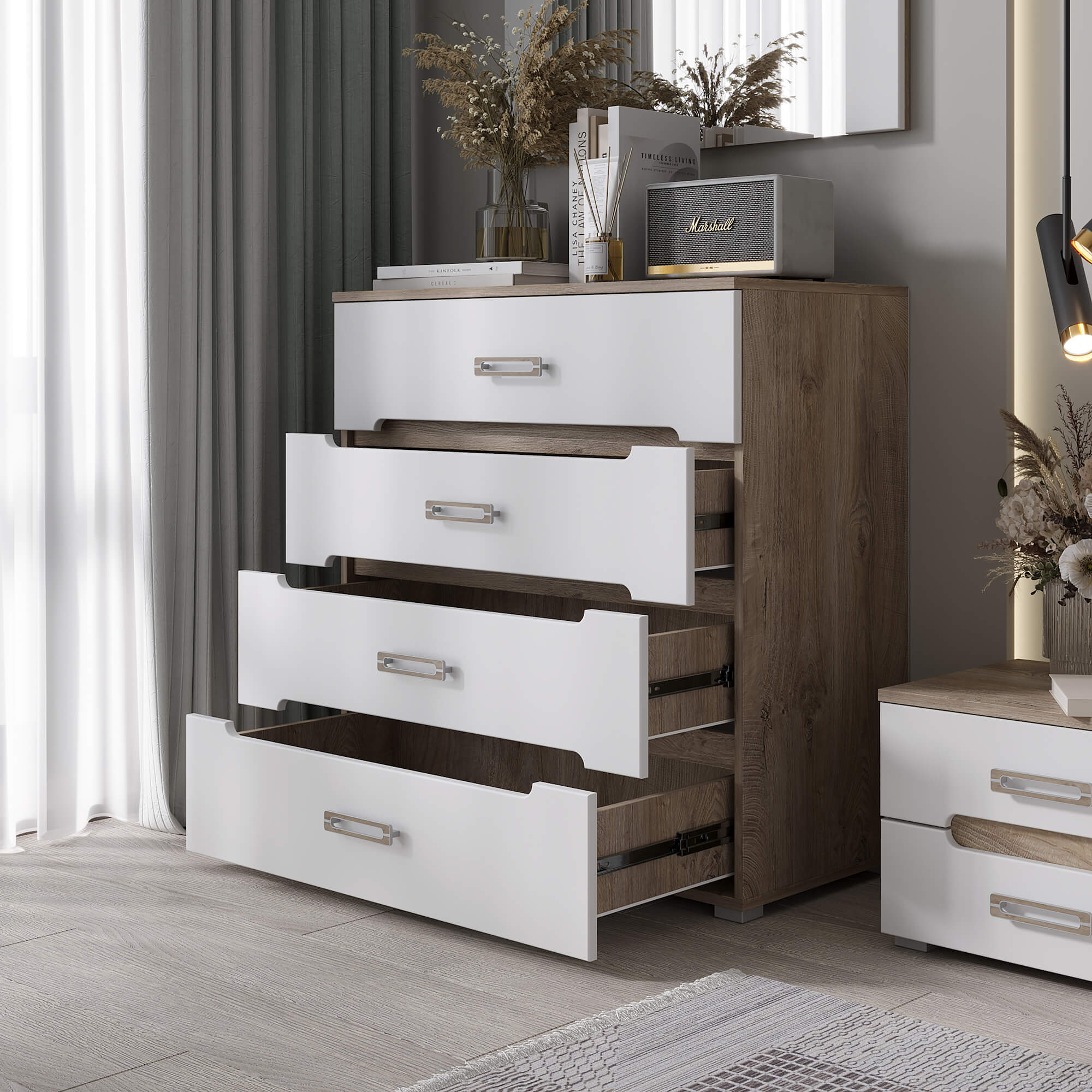 "Вегас" Комод МДФ (Дуб эндгрейн - белый эмалит)