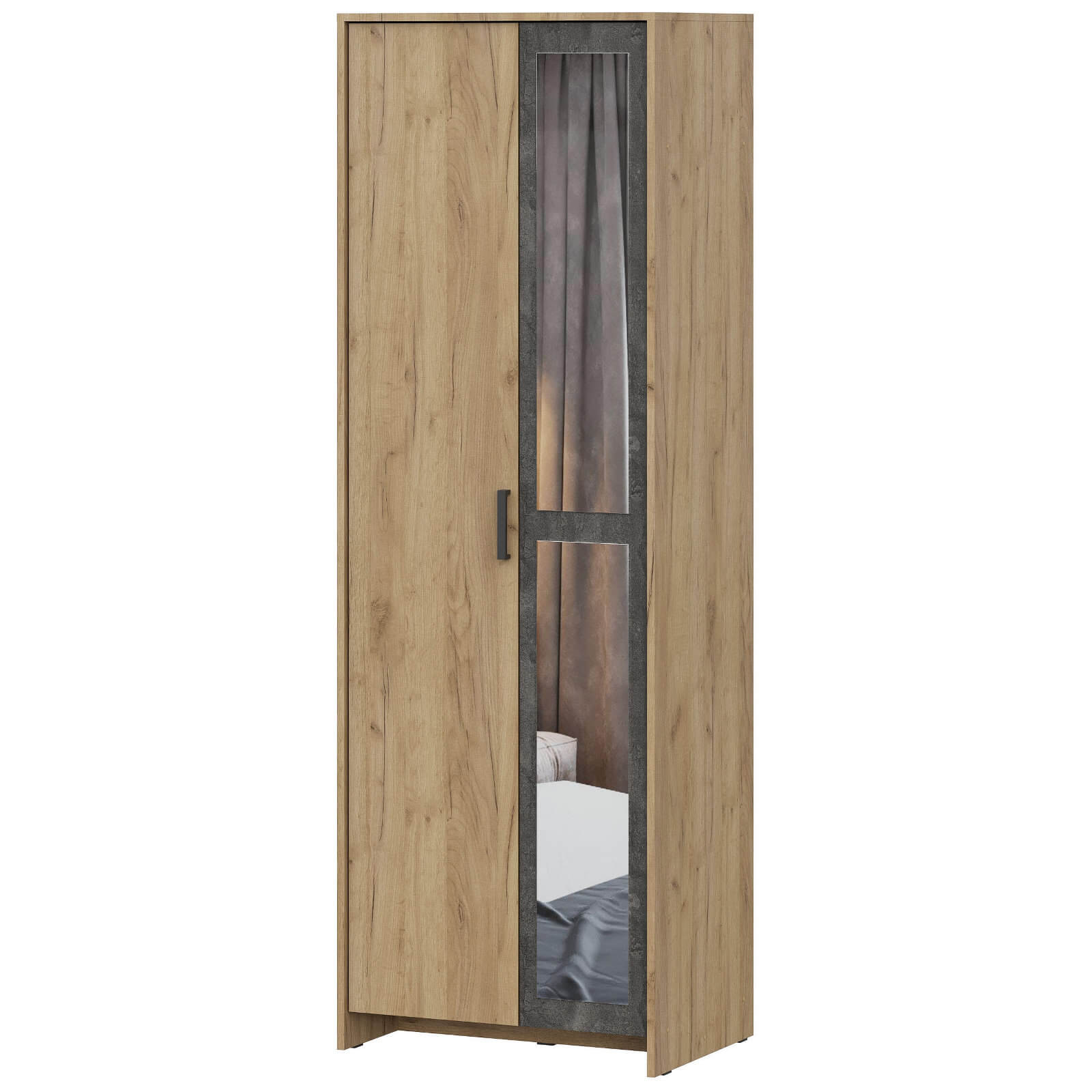 "МСП 1" Шкаф двухстворчатый Дуб Золотой / Камень Тёмный