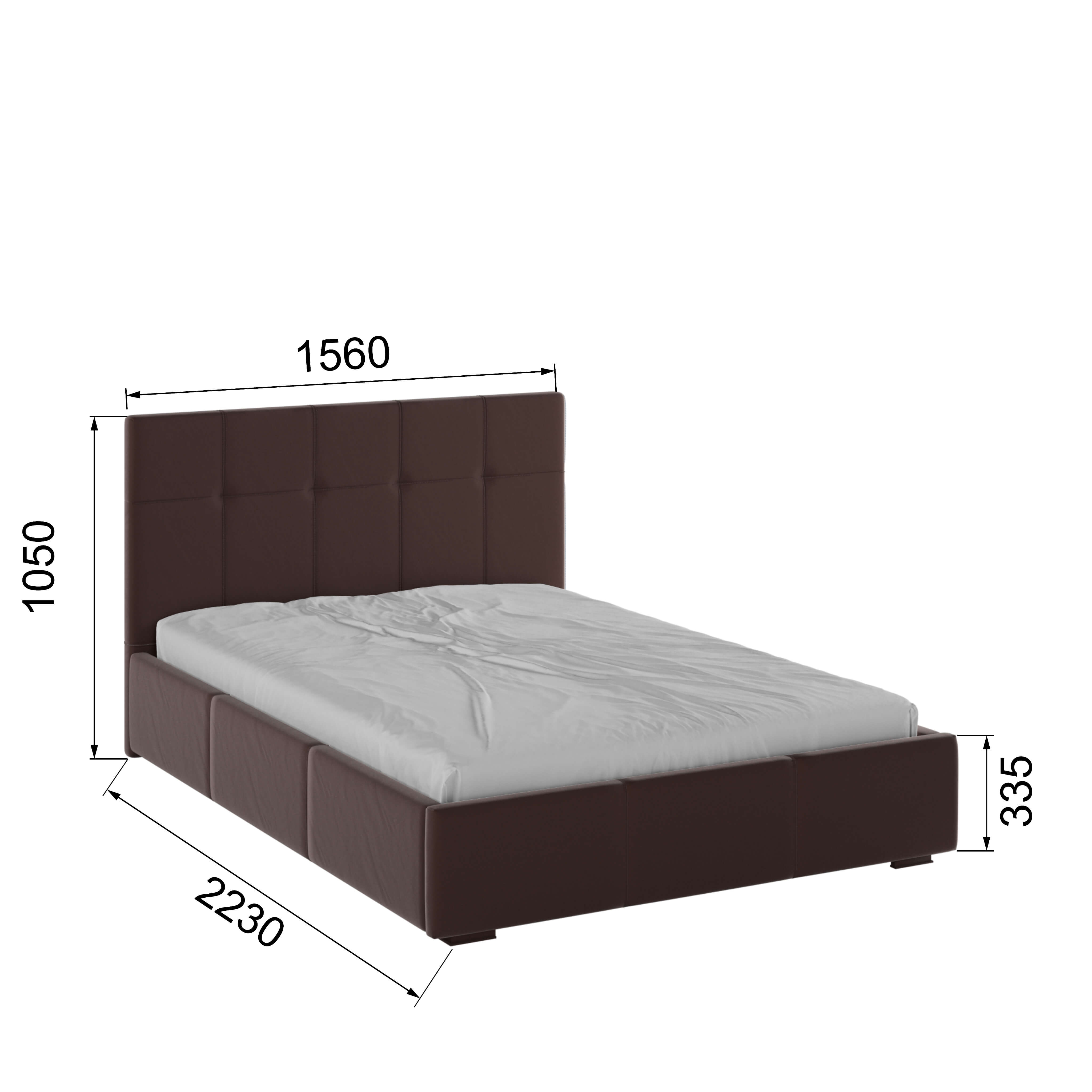 Корпус Рио интерьерной кровати (1,4м) коричневый квадрат
