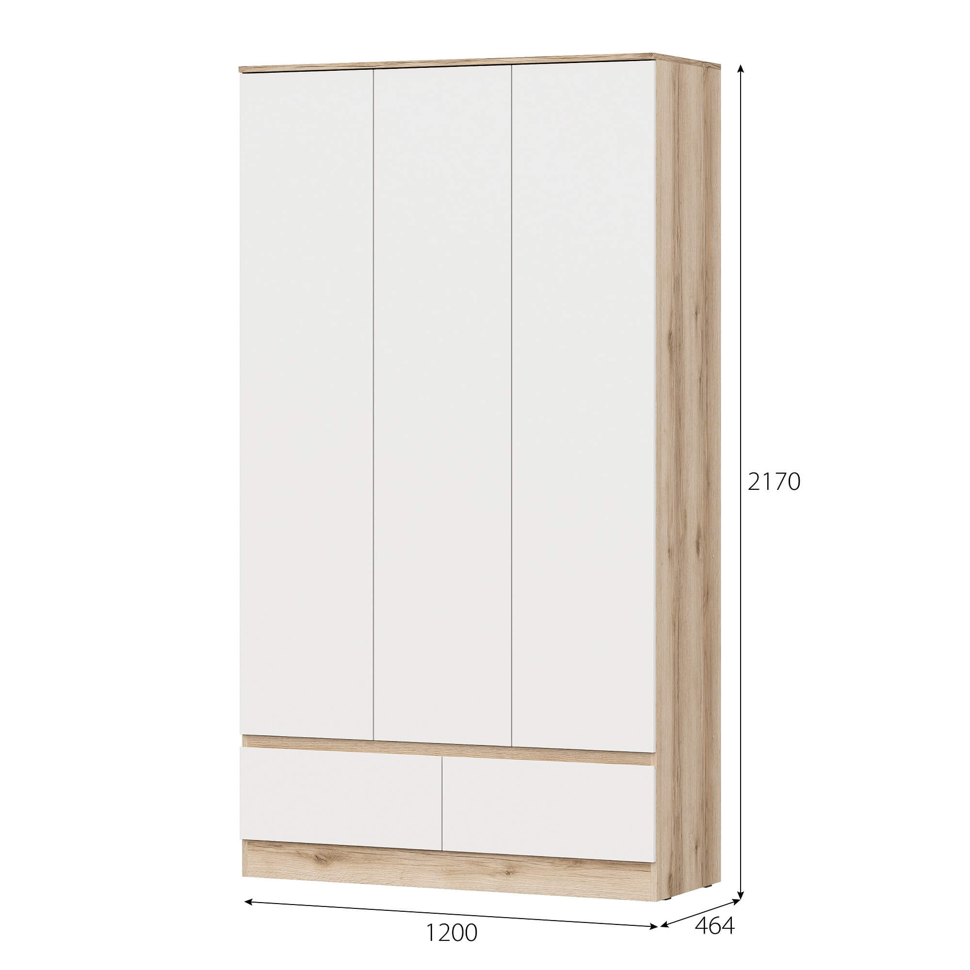 МС "Брауни" Шкаф трехстворчатый (с ящиками) Дуб Делано/Белый