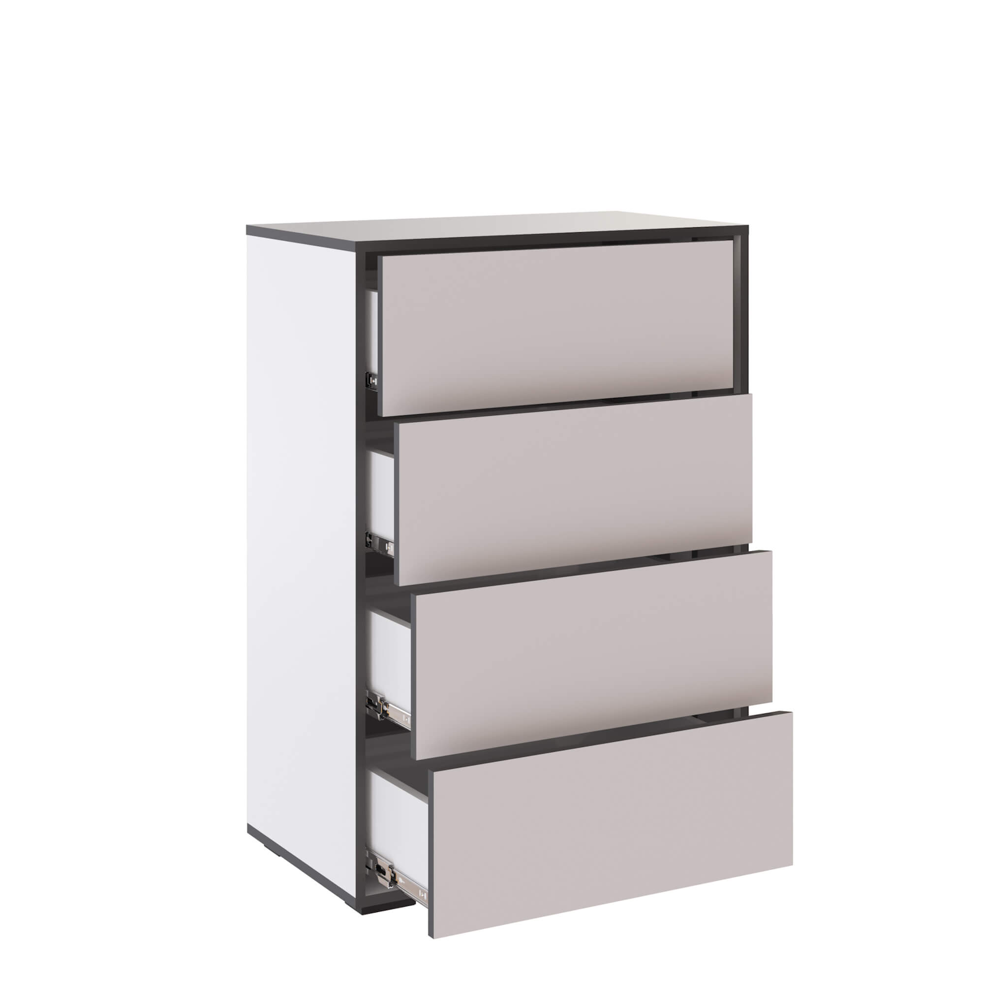 Спальня Асцелла Комод белый/графит серый