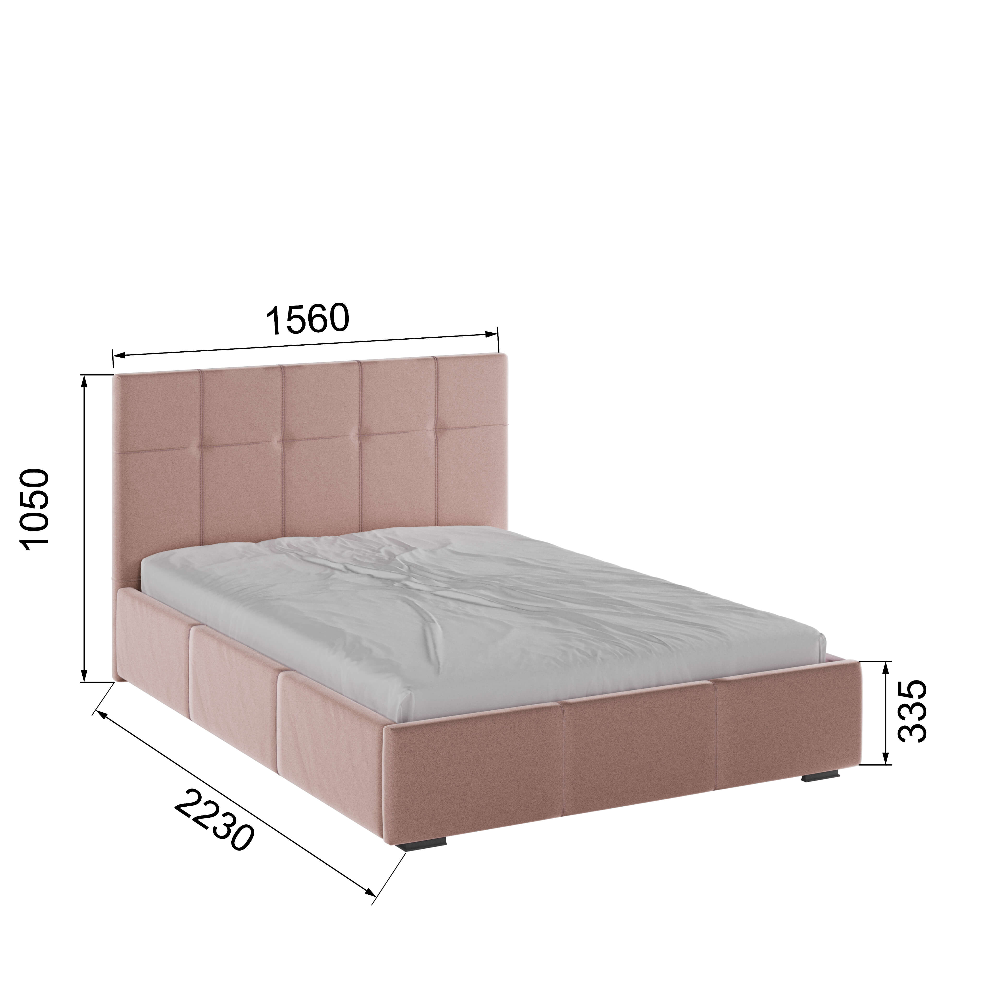 Корпус Рио интерьерной кровати (1,4м) пыльная роза квадрат