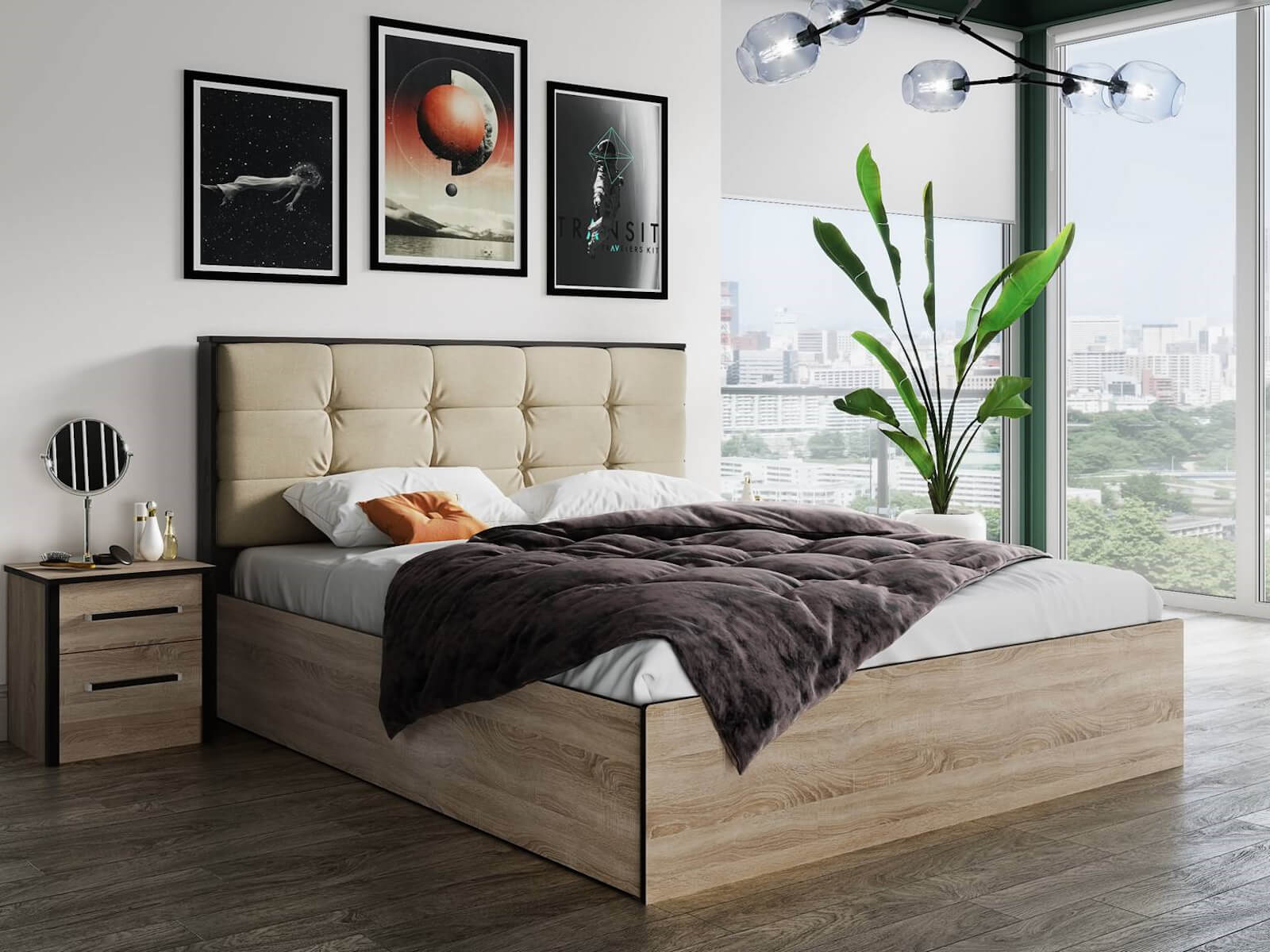 Спальня Лирика кровать ЛК-2 (1,4) корпус дуб сонома/венге