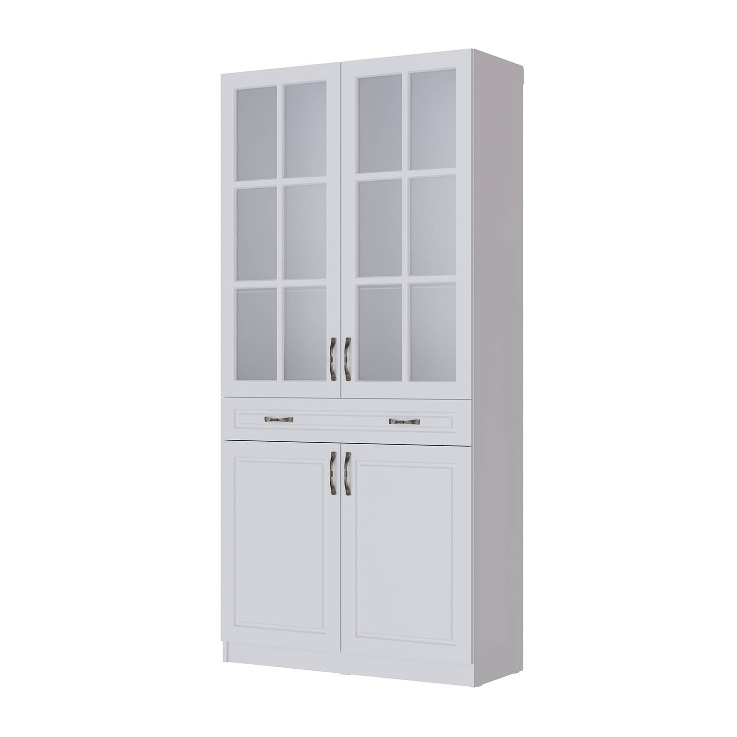 Гостиная Апполия Шкаф-витрина белый/белый дуб