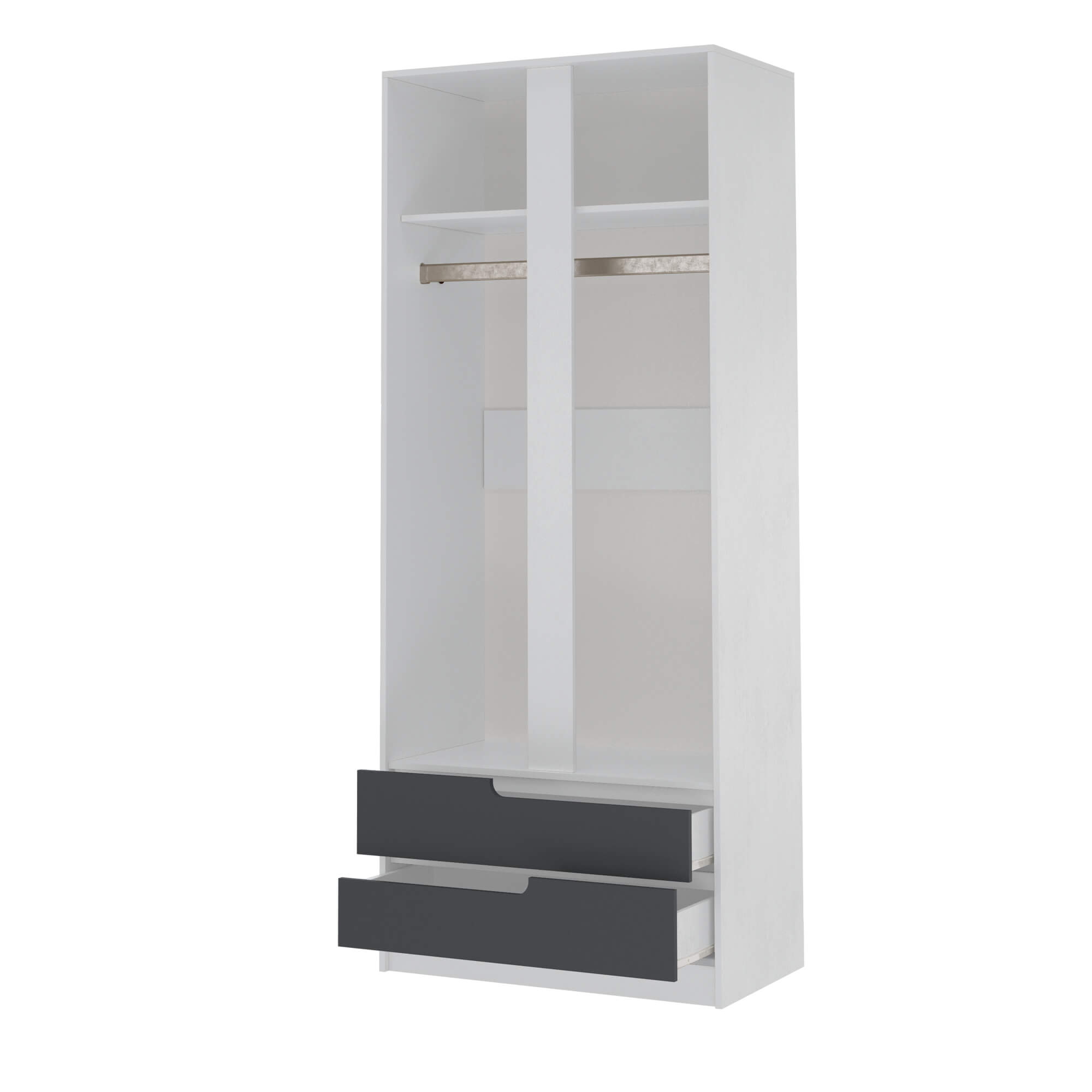 Спальня Гавана шкаф 2х ств. белый/графит серый