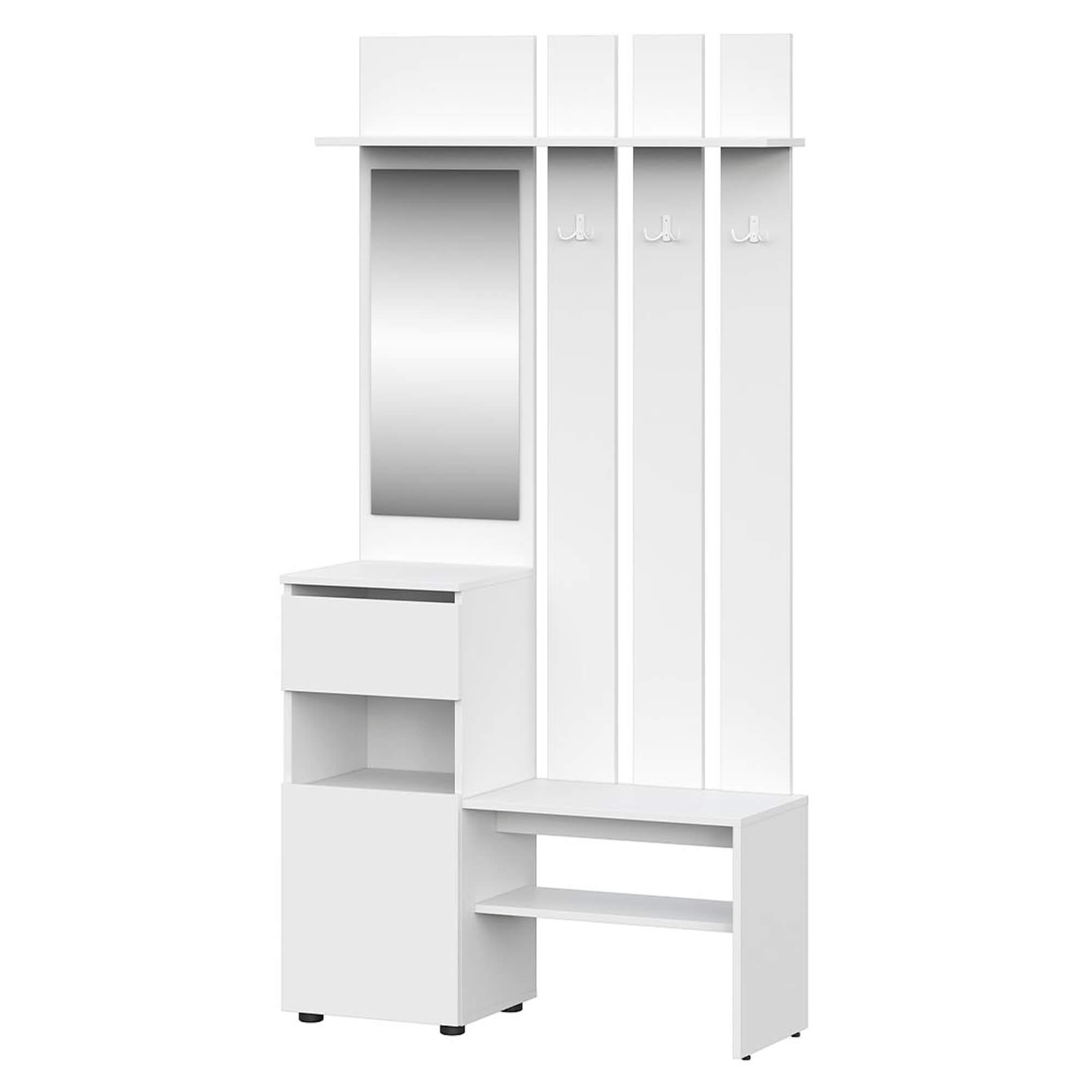 МС "Токио" Вешалка с зеркалом (серия 2) Белый Текстурный