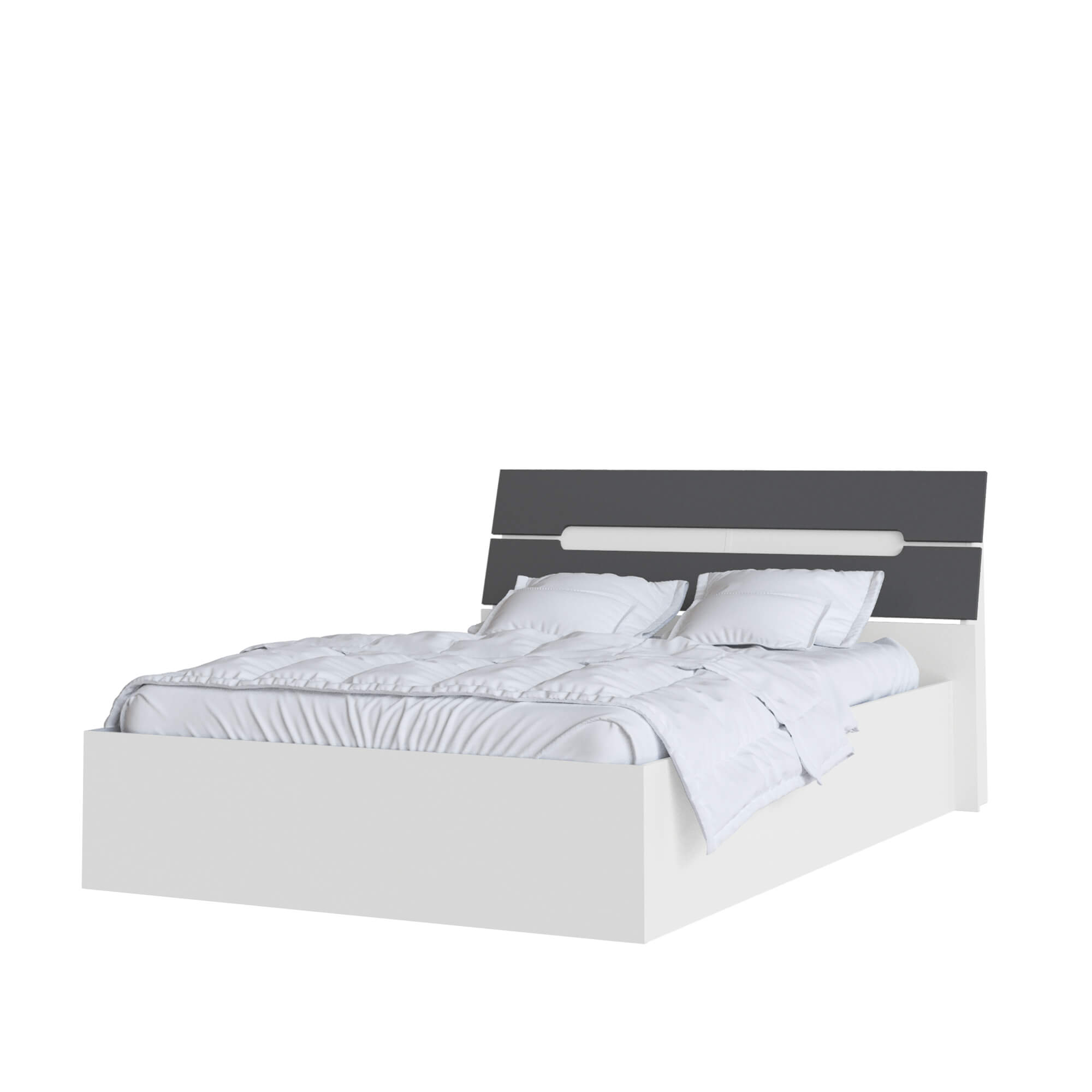 Спальня Гавана корпус кровати (1,4м) белый/графит серый