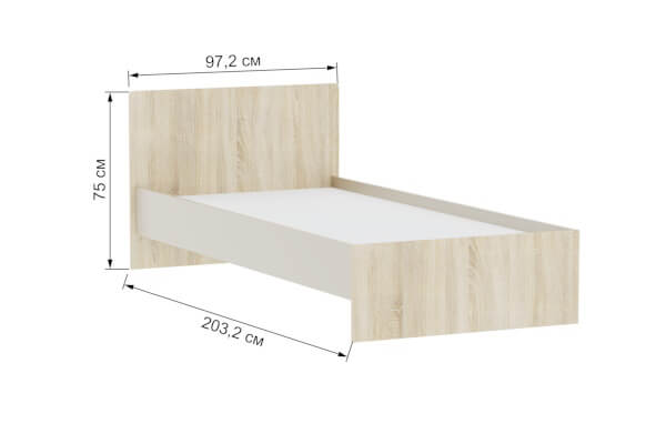 Спальня Бланка. Кровать 0,9 дуб сонома/белый