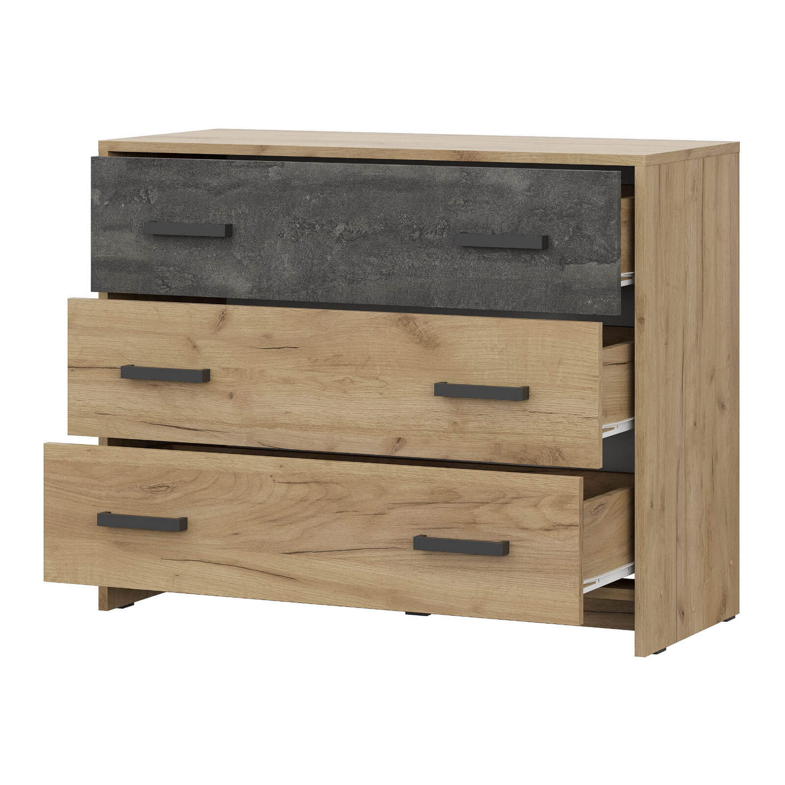 "МСП 1" Комод 3 ящика Серия 2 Дуб Золотой/Камень темный