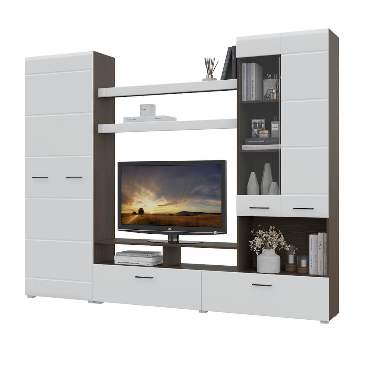 Гостиная Альфа МДФ дуб венге/белый глянец