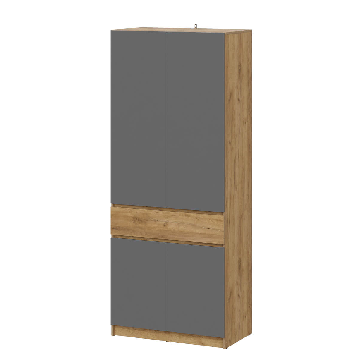 МС "Авиньон" Шкаф двухстворчатый с ящиком Дуб Крафт Золотой/Графит серый