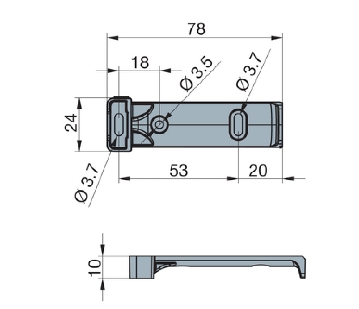 Доводчик для ящика ш.200-600мм