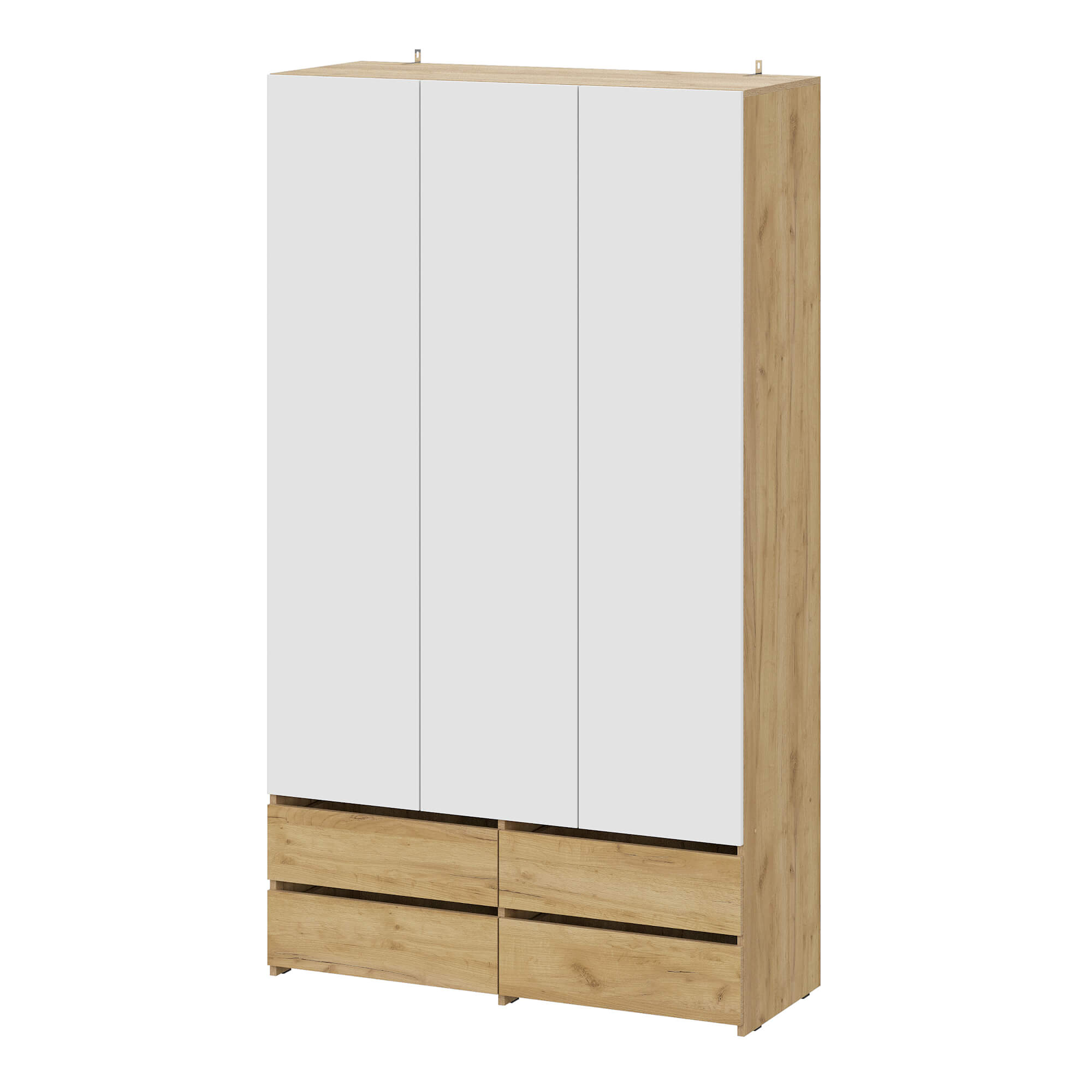 МС "Абрау" Шкаф трехстворчатый (с ящиками) Дуб Золотой/Белый