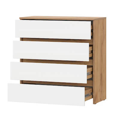 МС "Некст 1" Комод 4 ящика Дуб Золотой/Белый