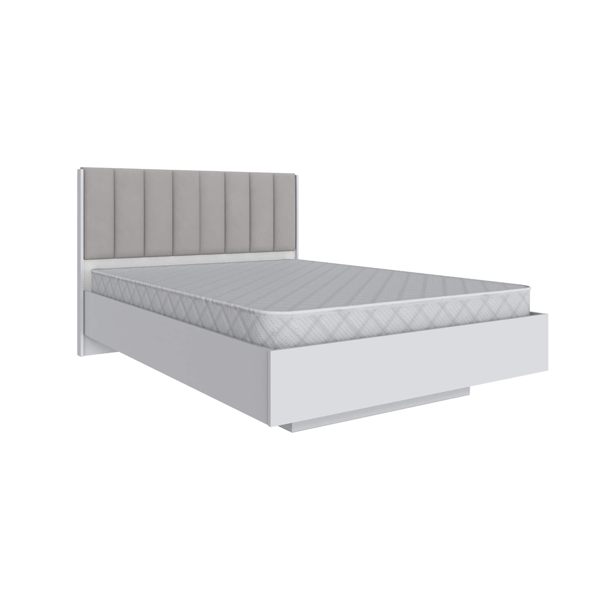 Спальня Мадрид кровать МД-2, МД-3 (1,4) мягкое изголовье Волна светло-серый