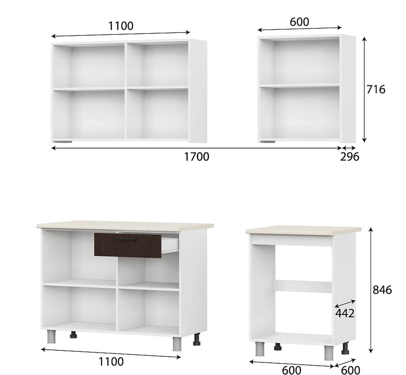 Кухонный гарнитур "Розалия" Ясень Анкор светлый/Дуб Венге (без столешницы)