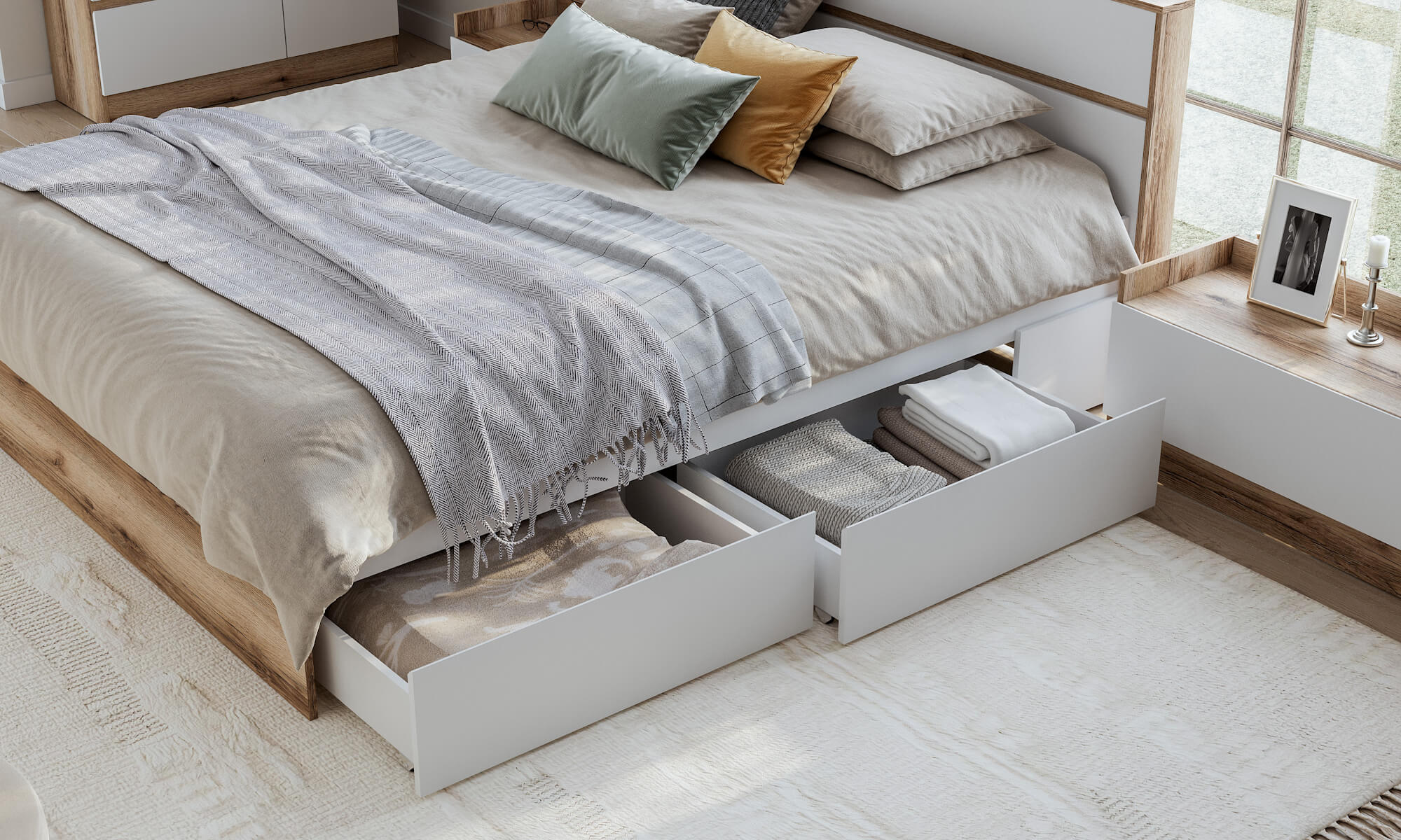 МС "Брауни" Кровать (1,6х2,0) Дуб Делано/Белый