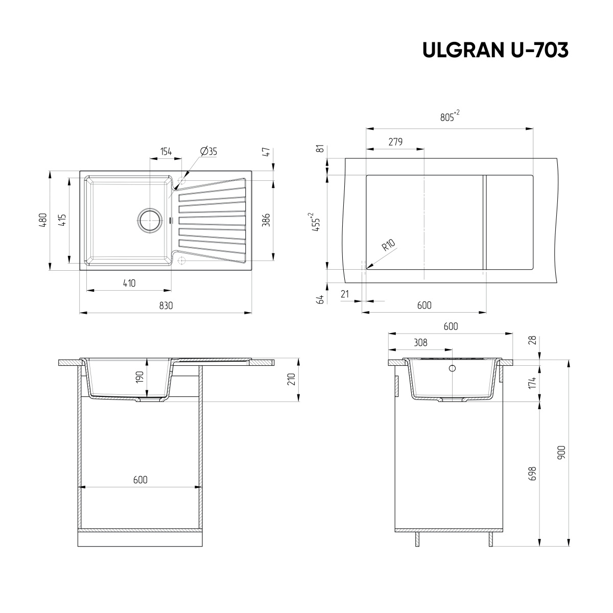 Мойка Ulgran U-703