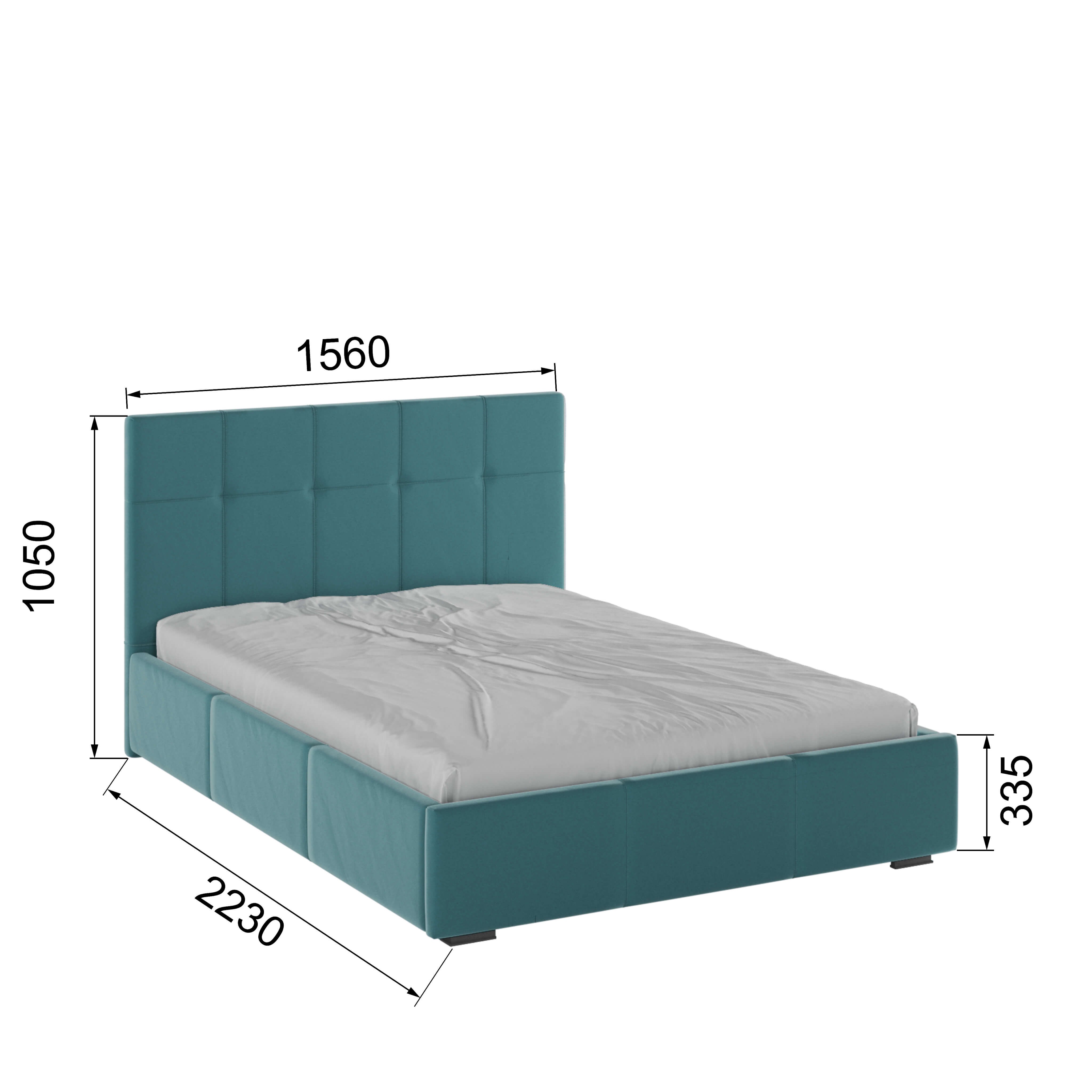 Корпус Рио интерьерной кровати (1,4м) бирюза квадрат