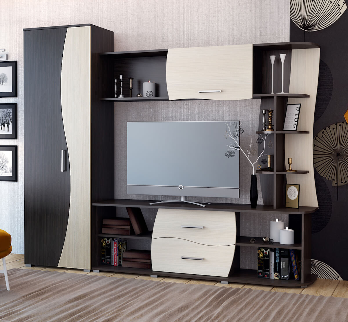 Гостиная Капри дуб венге/дуб молочный