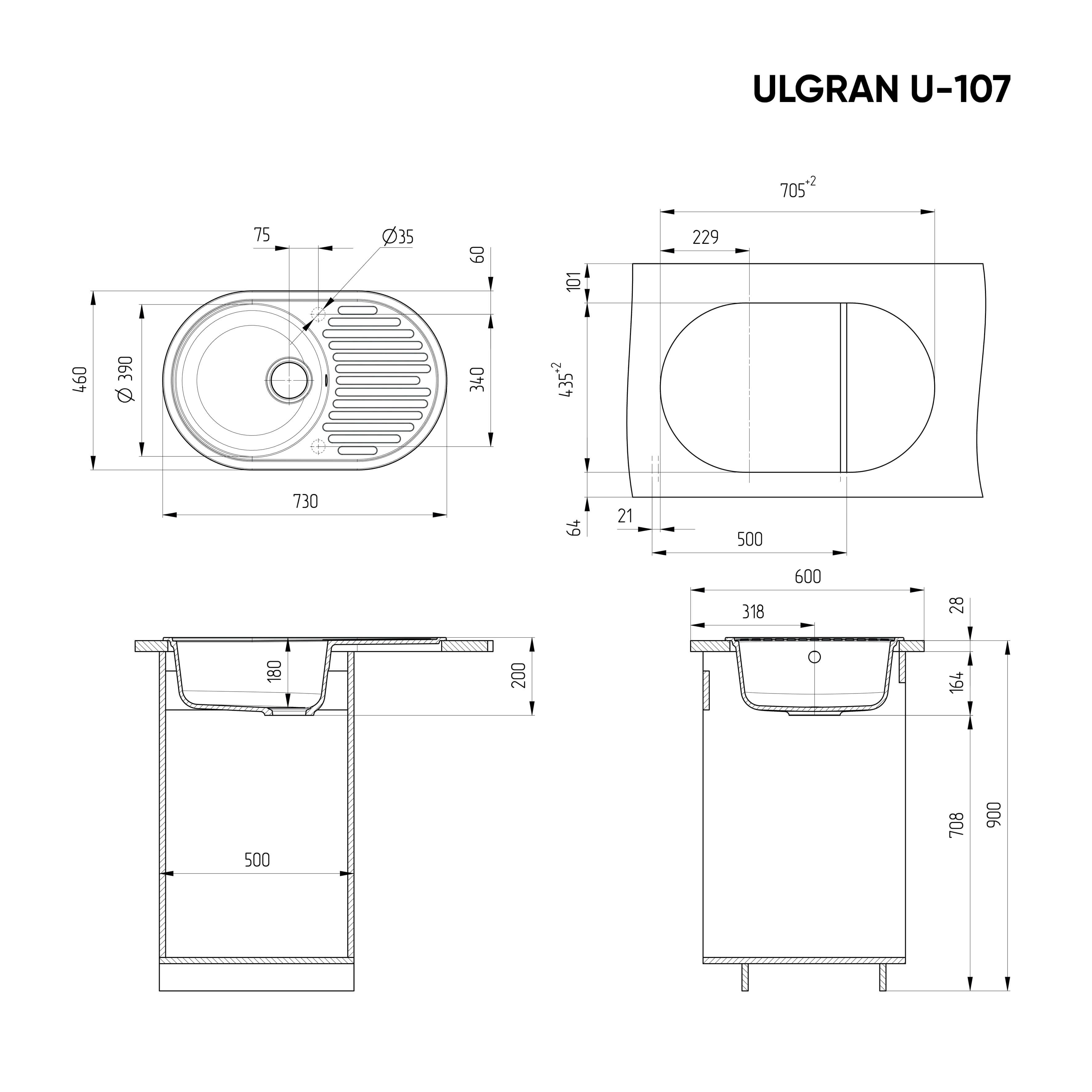 Мойка Ulgran U-107