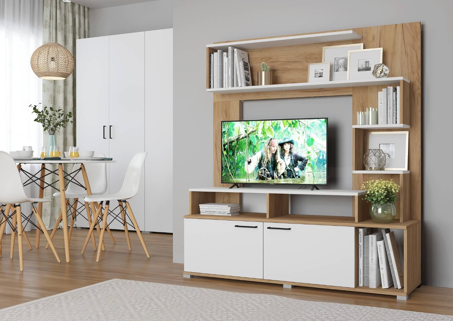 Гостиная Ника крафт золотой/белый