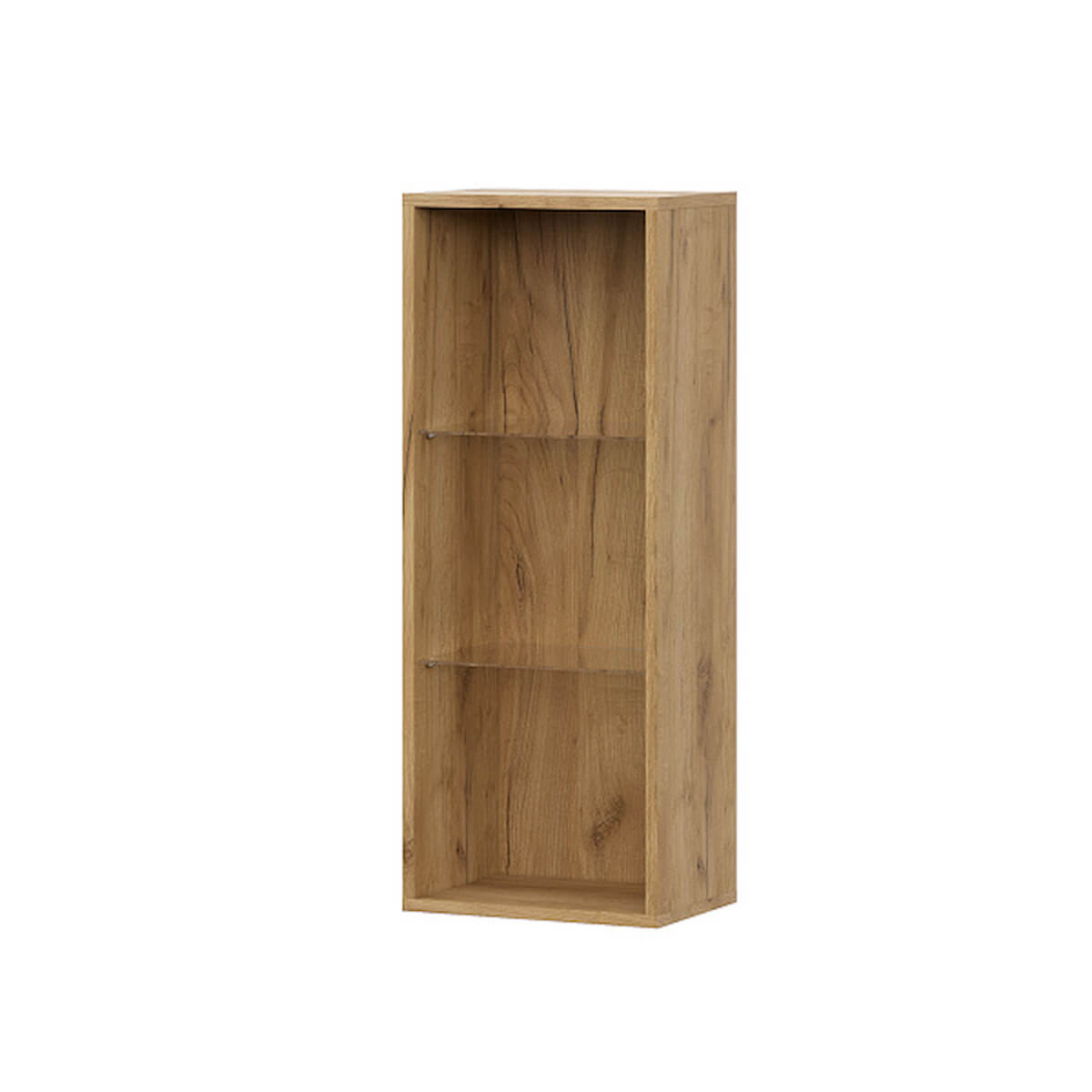 МС "Милан" Шкаф навесной (со стеклом) Дуб Золотой/Черный