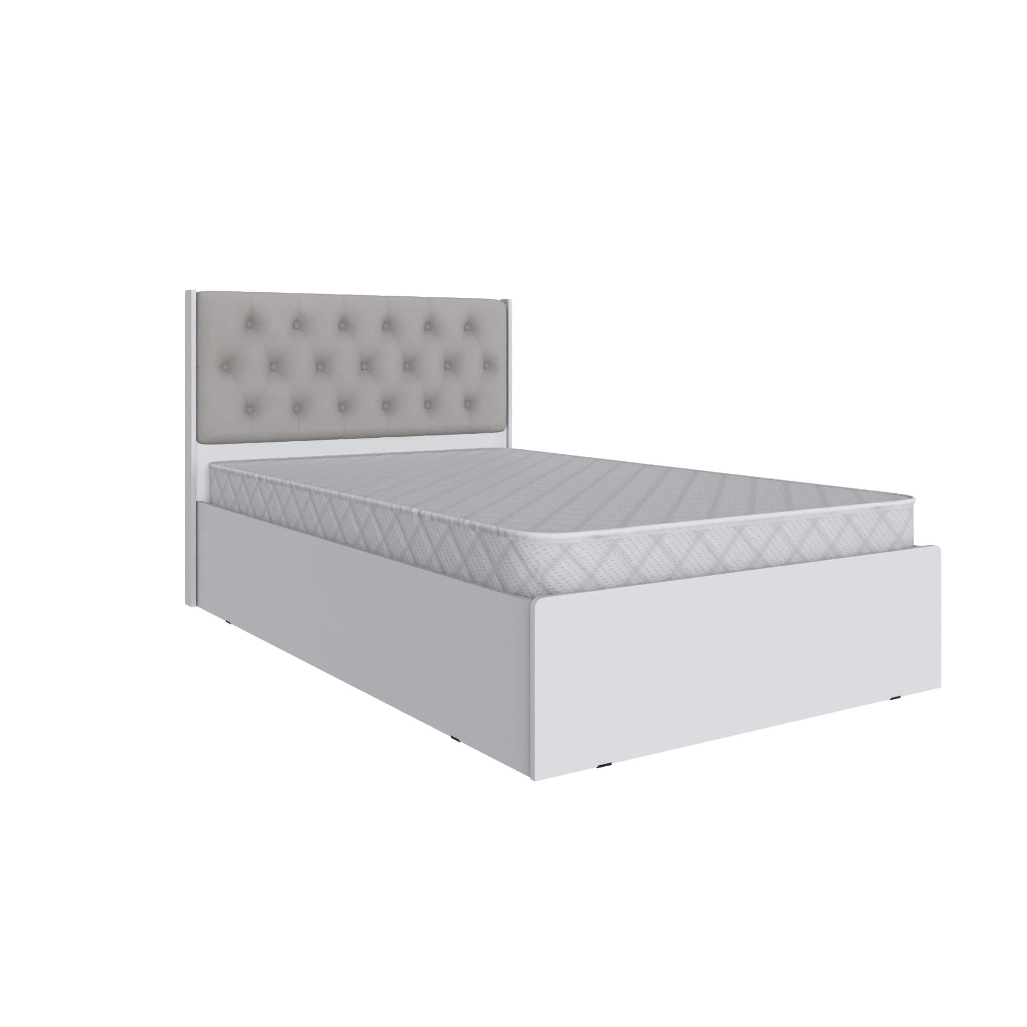 Спальня Мадрид кровать МД-2, МД-3 (1,2) мягкое изголовье Ромб светло-серый