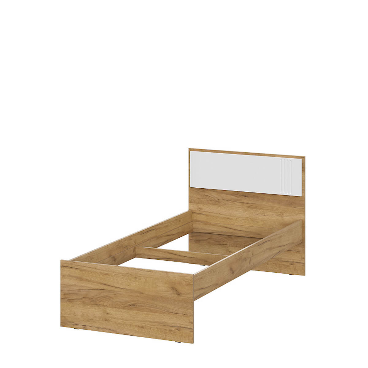 МС "Милан" Кровать одинарная (0,9*2,0) Дуб Золотой/Белый Матовый