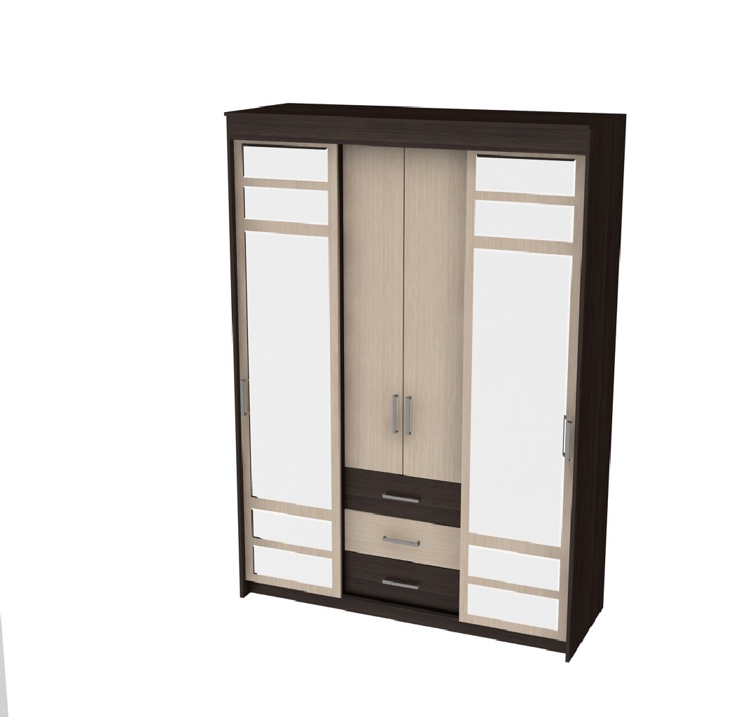 "Юнона" Шкаф купе Комби (Венге - дуб молочный)