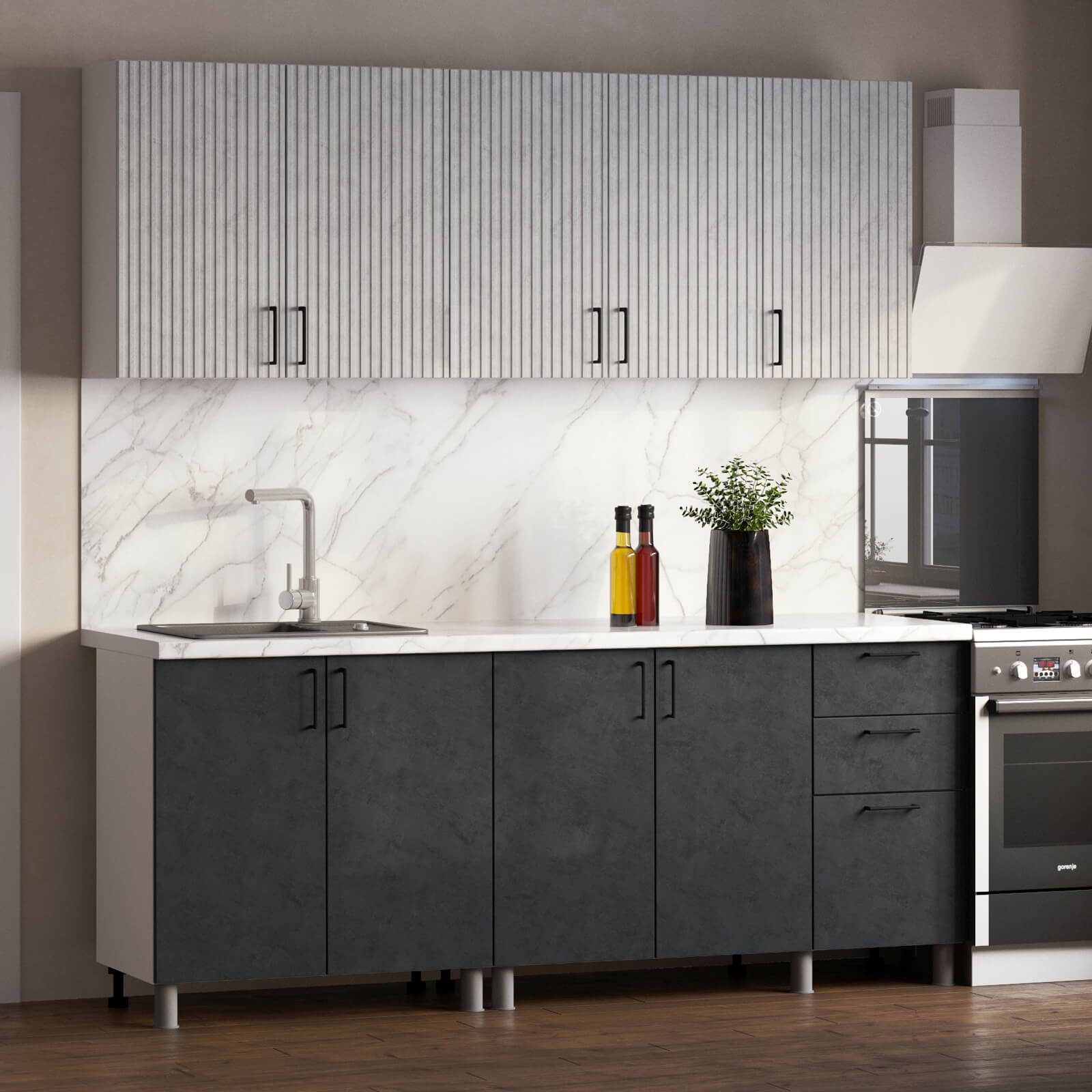 "Кантри Готовое решение" 2,0 м белый/бетон светлый/бетон темный