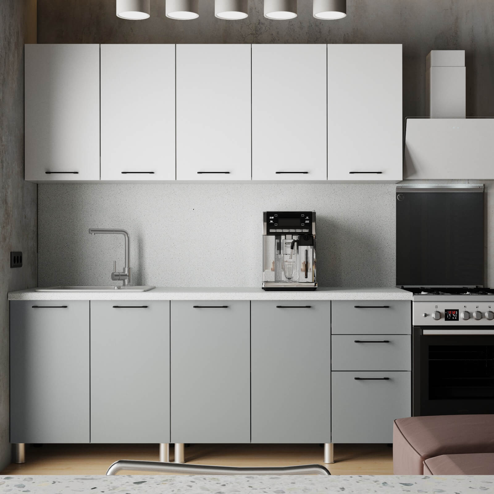 "Марбл Готовое решение" 2,0 м белый/белый софт/серый софт