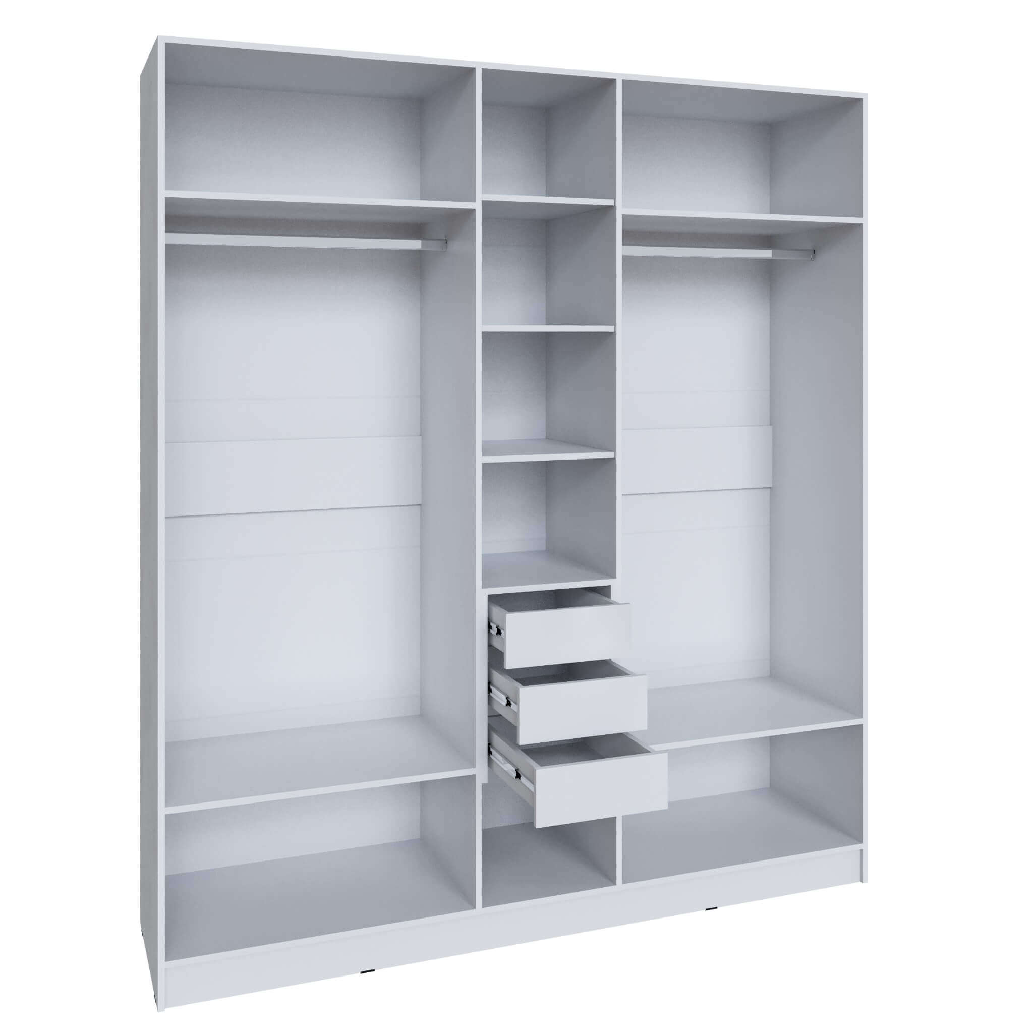 Шкаф Мадрид (2,0) с 3 ящ. внутри с зеркалом белый