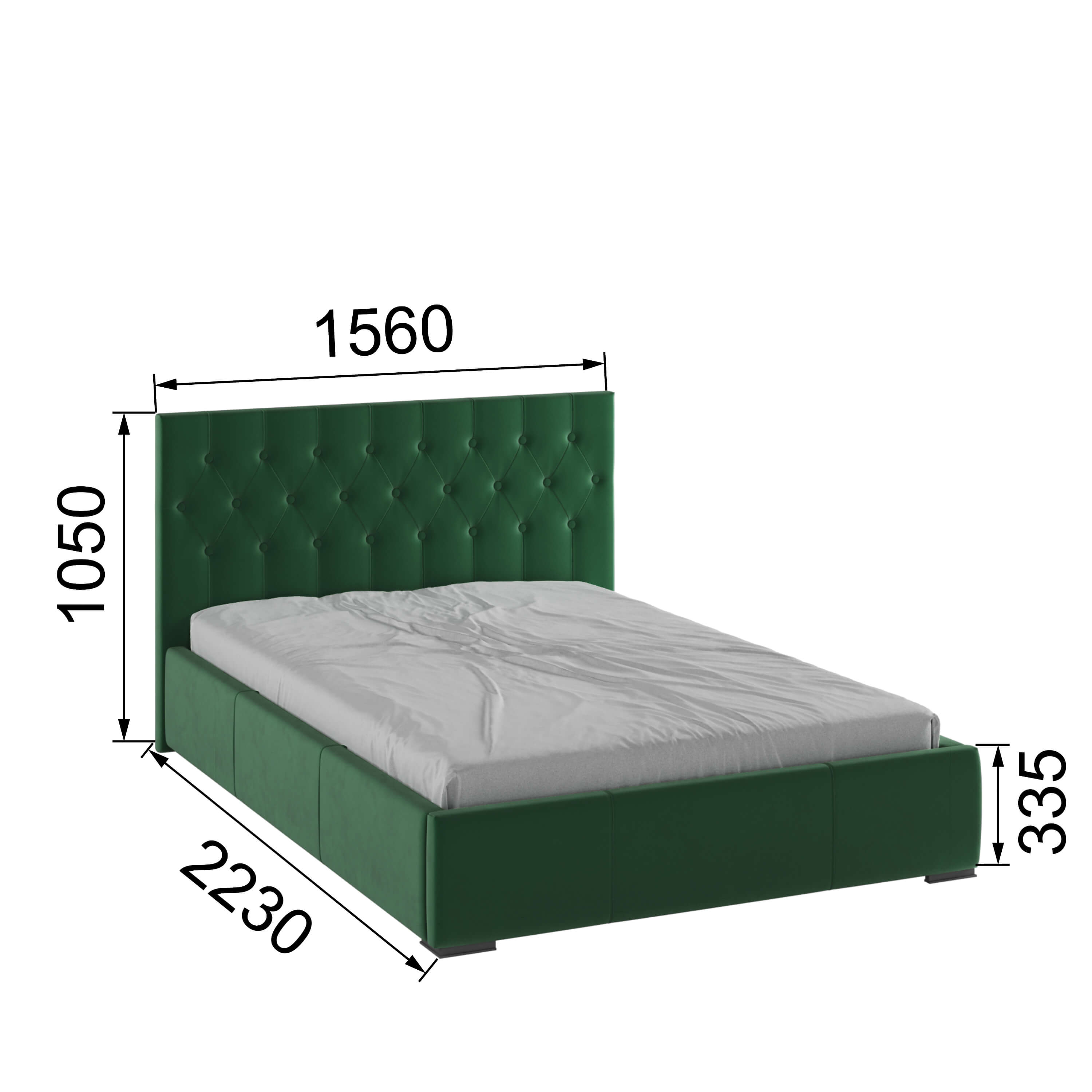 Корпус Октавия интерьерной кровати (1,4м) изумруд ромб