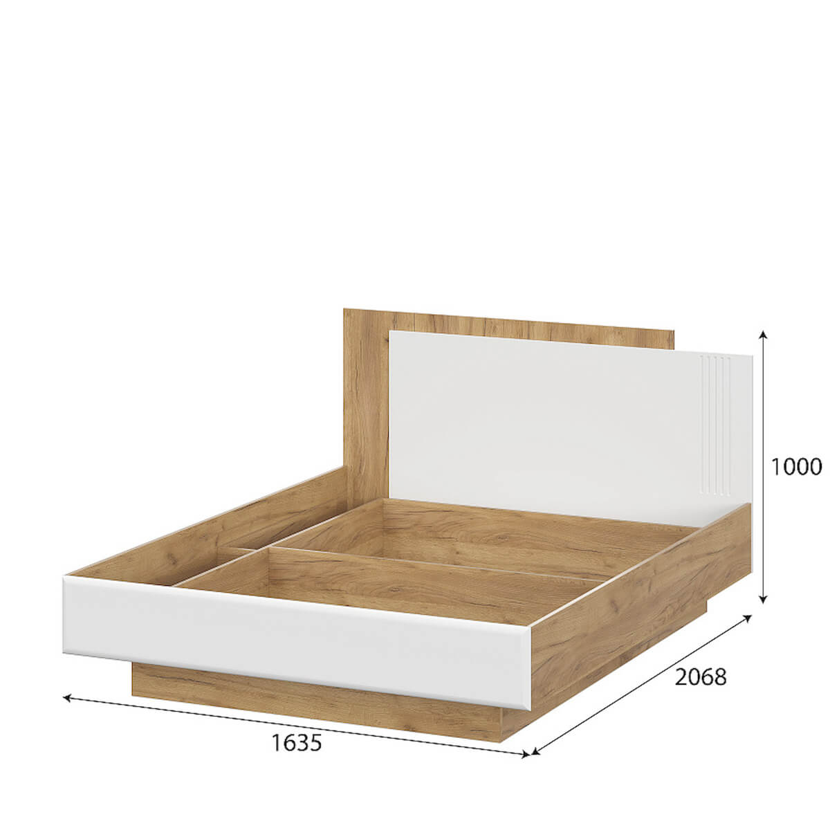 МС "Милан" Кровать двойная универсальная (1,6*2,0) (Серия 2) Дуб Золотой/Белый Матовый